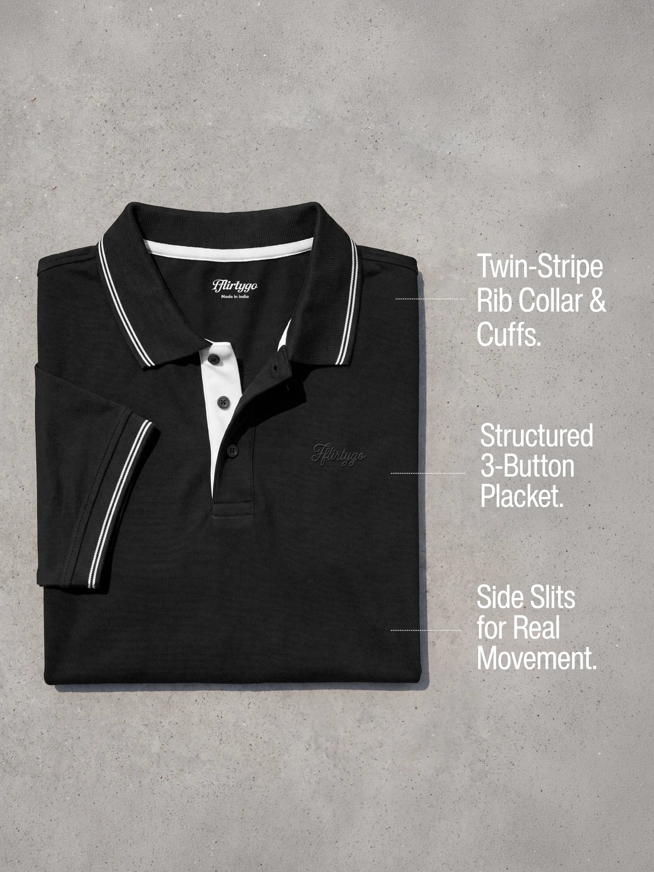 Tuxedo Black Men's PurEase Elevated Polo
