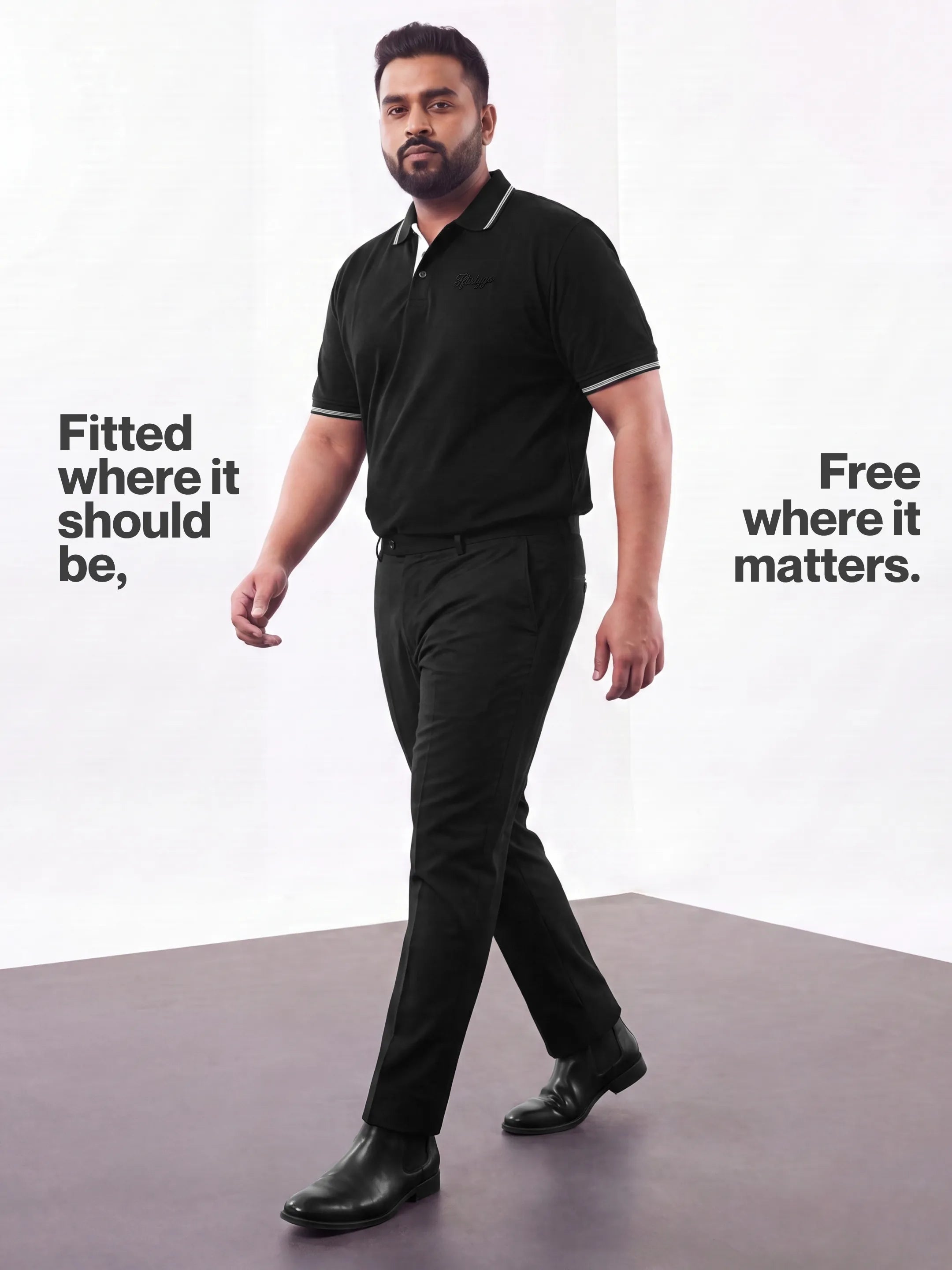 Tuxedo Black Men's PurEase Elevated Polo