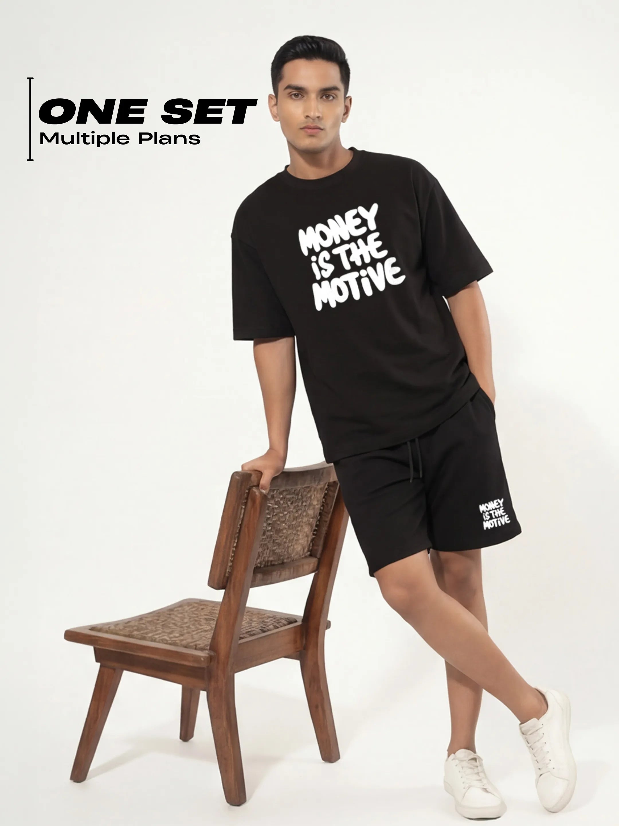 Money Is The Motive Cotton Men's Oversized Coord Sets
