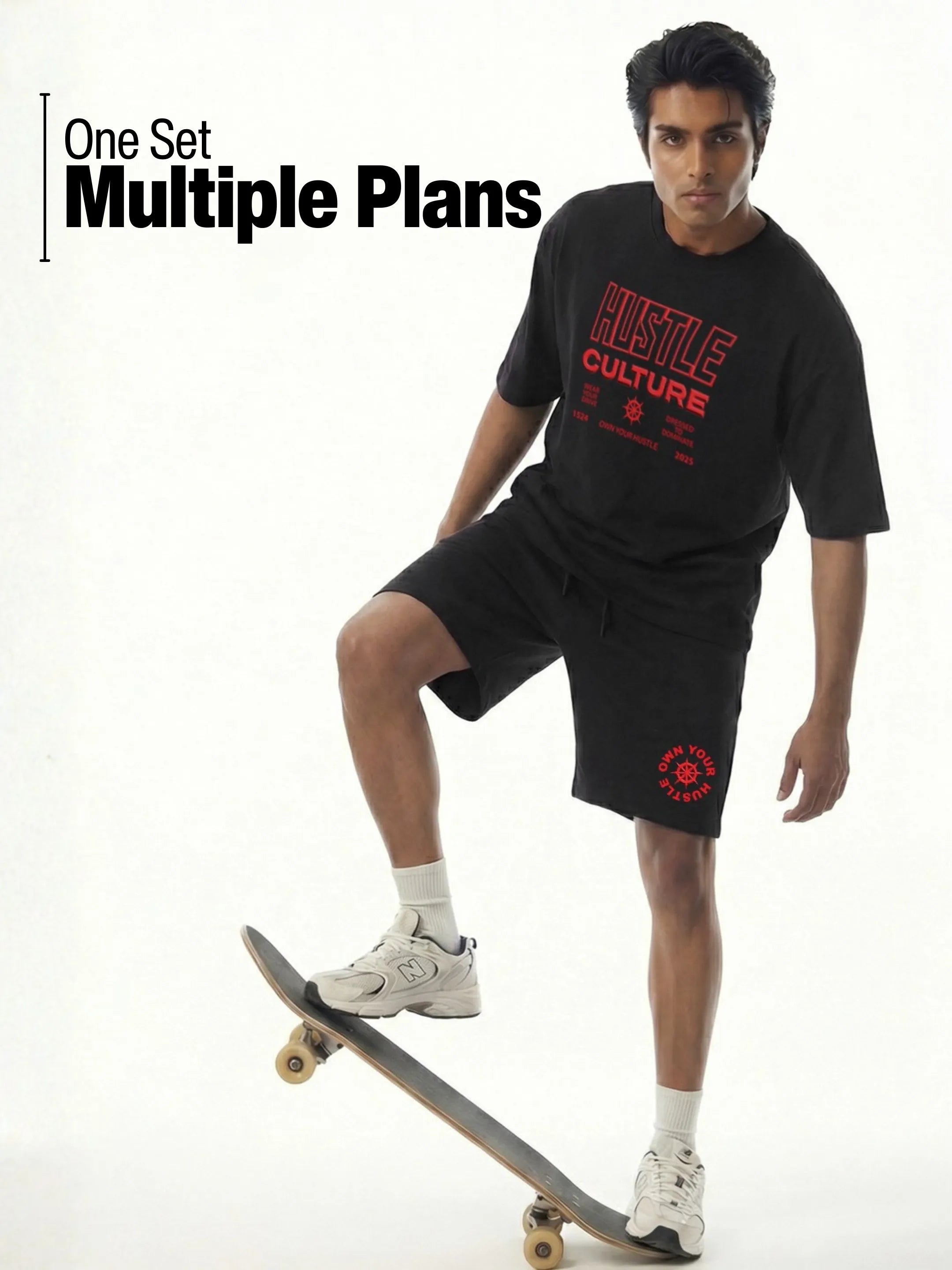 Hustle Culture Cotton Men's Oversized Coord Sets