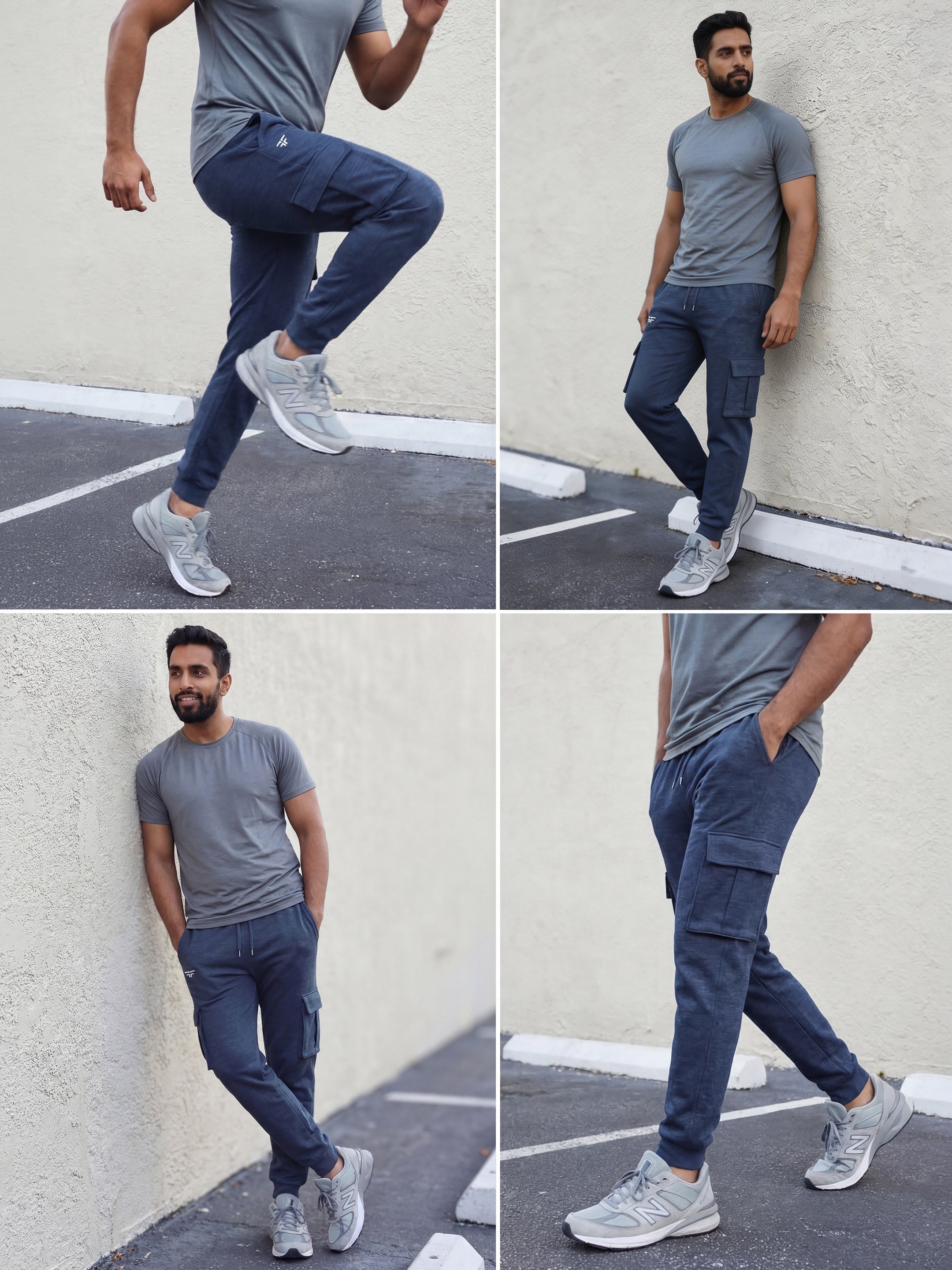 Blue Melange Joggers w/ Box Pockets