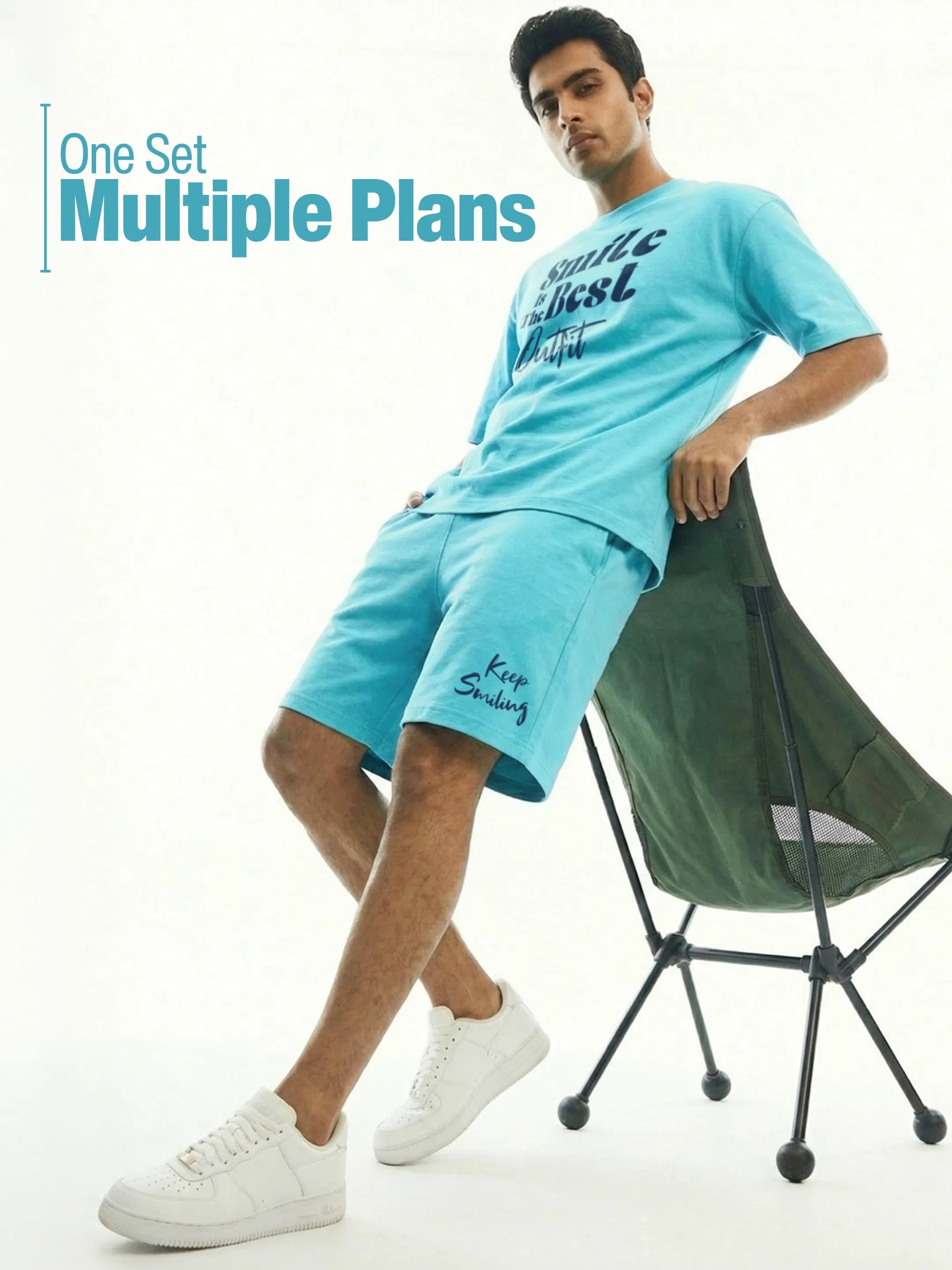 Smile Is The Best Cotton Mens T Shirt and Shorts Combo Set