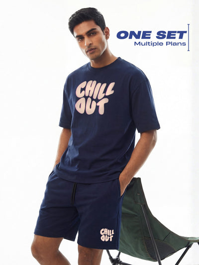 Chill Out Cotton Mens T Shirt and Shorts Combo Set