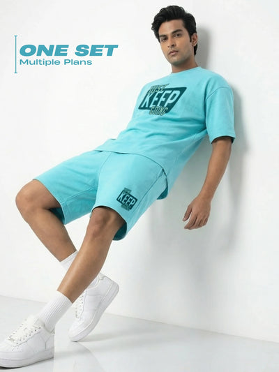 Just Keep Going Cotton Mens T Shirt and Shorts Combo Set