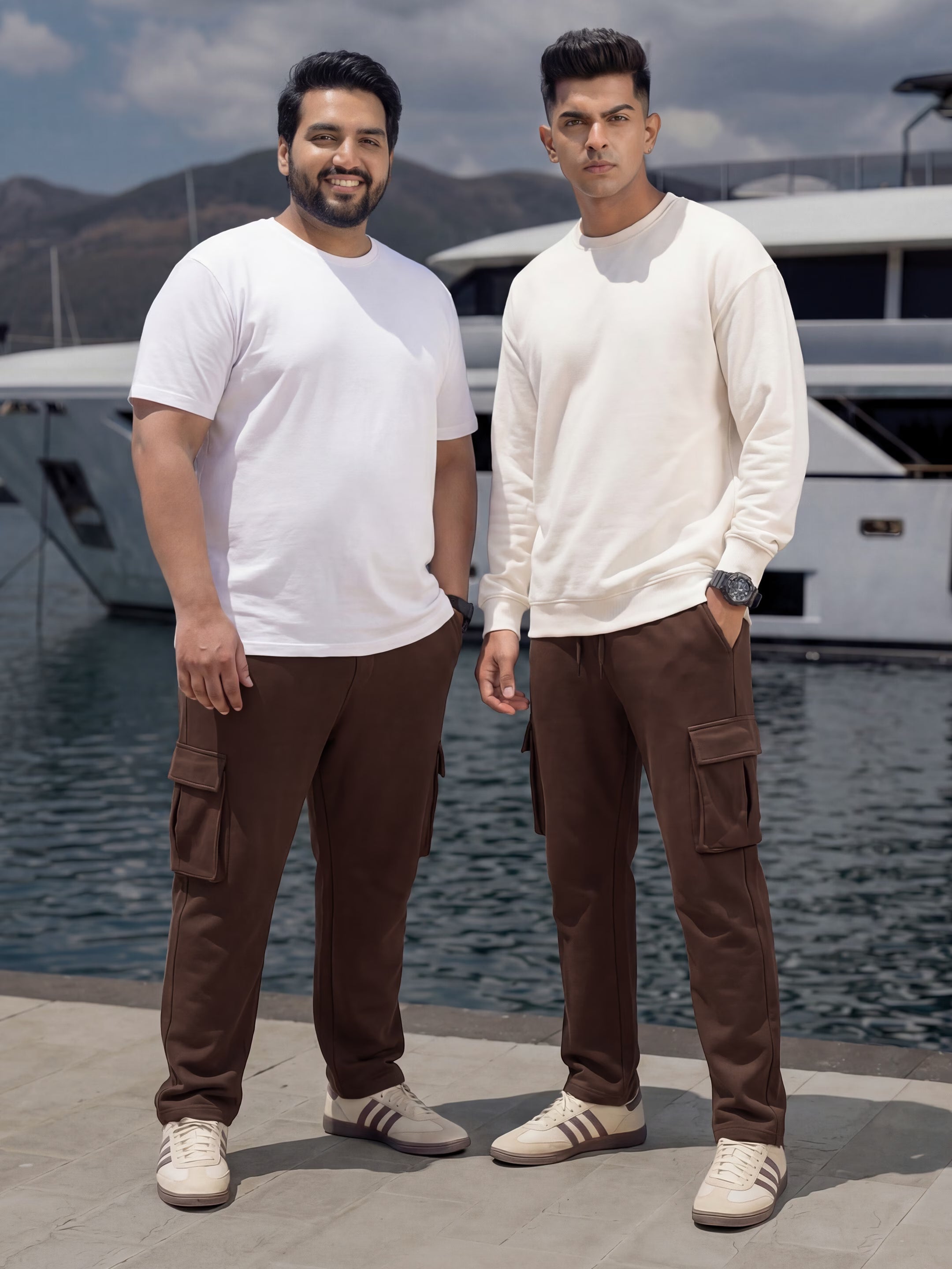 Coffee Brown Cargo Joggers w/ 4 Pockets