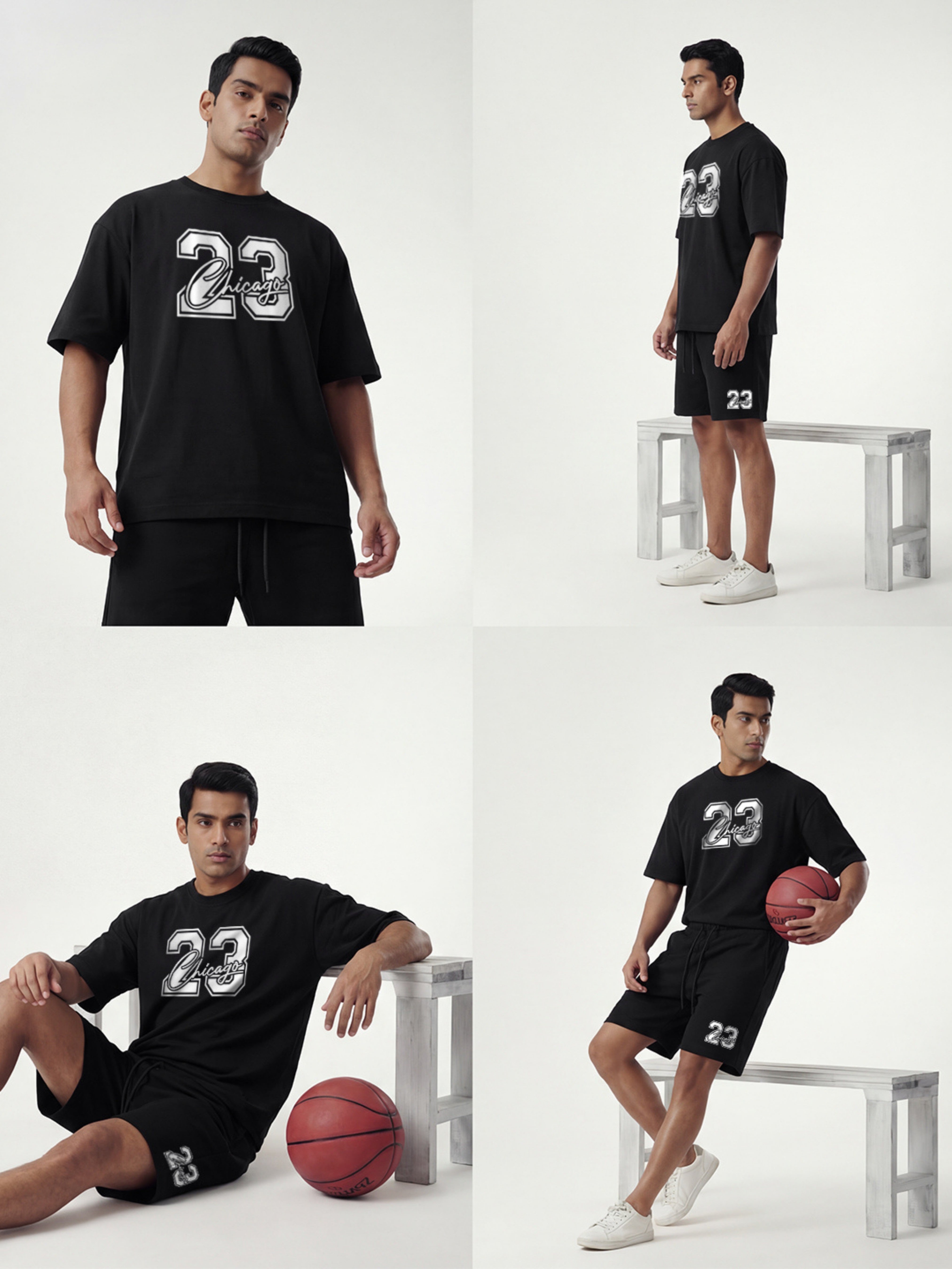 23 Chicago Cotton Mens T Shirt and Shorts Combo Set