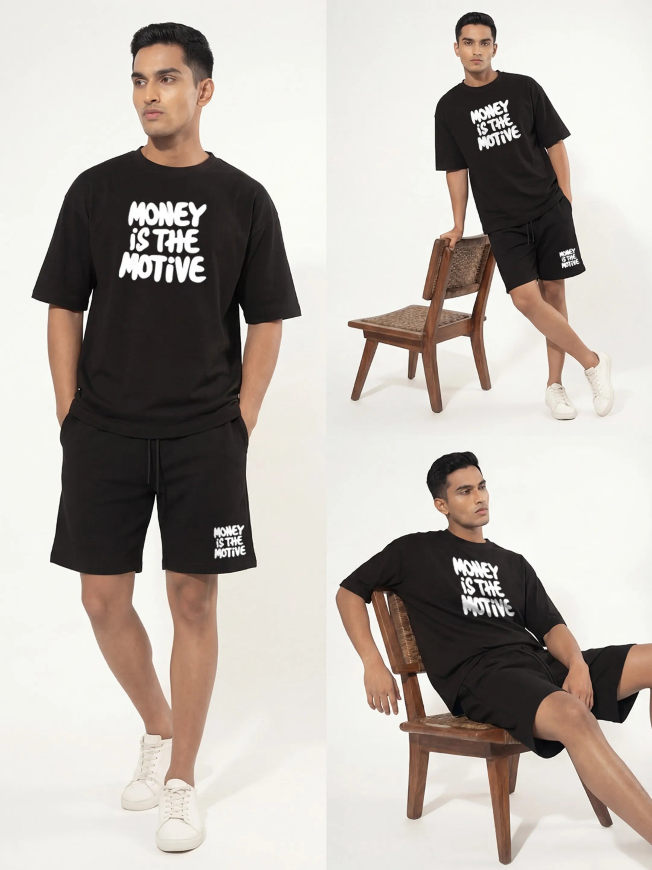 Money Is The Motive Cotton Men's Oversized Coord Sets