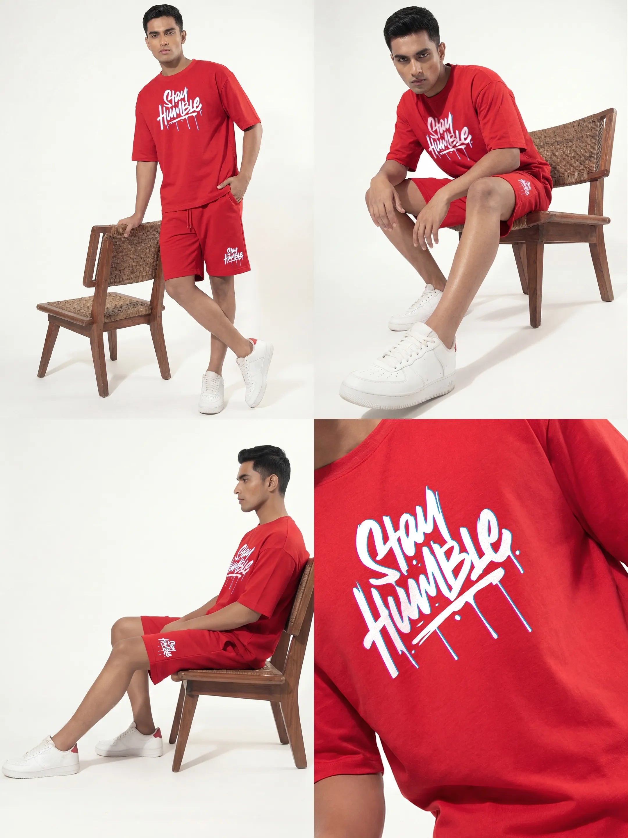 Stay Humble Cotton Men's Oversized Coord Sets
