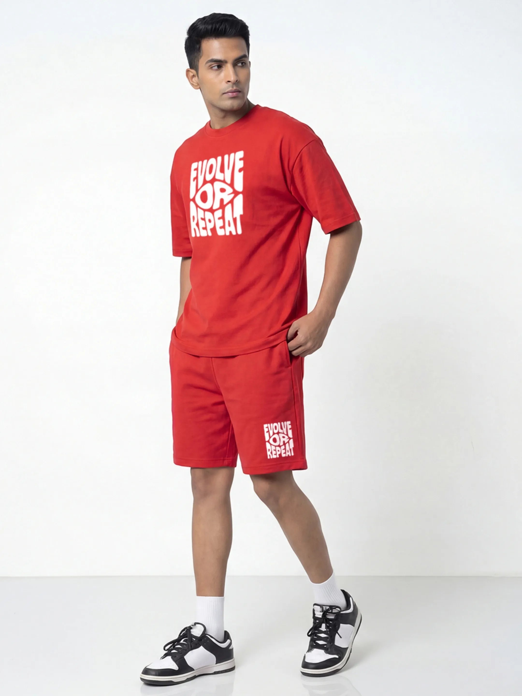 Evolve Or Repeat Cotton Men's Oversized Coord Sets