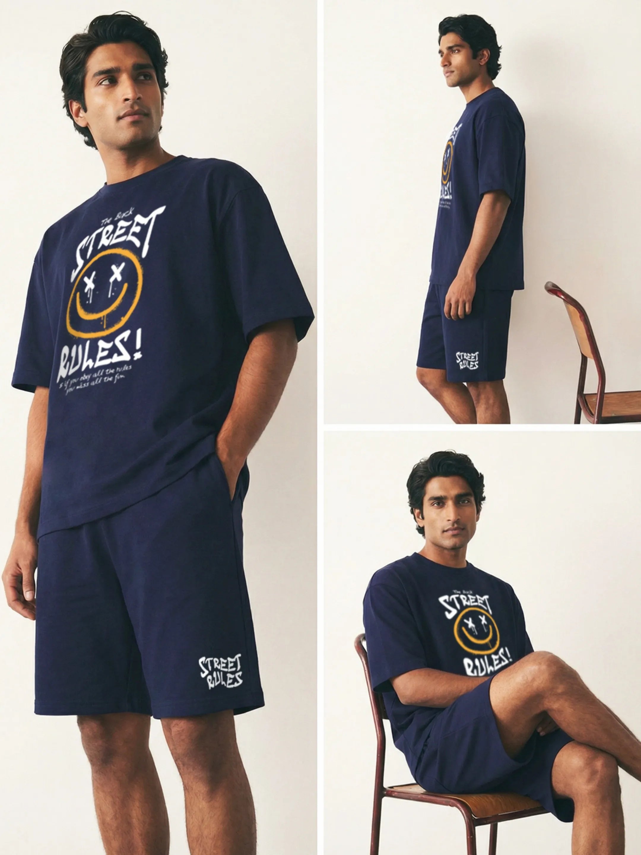 Street Rules Cotton Men's Oversized Coord Sets