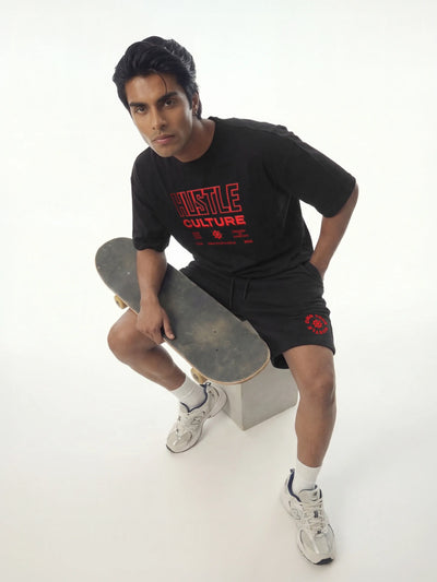Hustle Culture Cotton Mens T Shirt and Shorts Combo Set