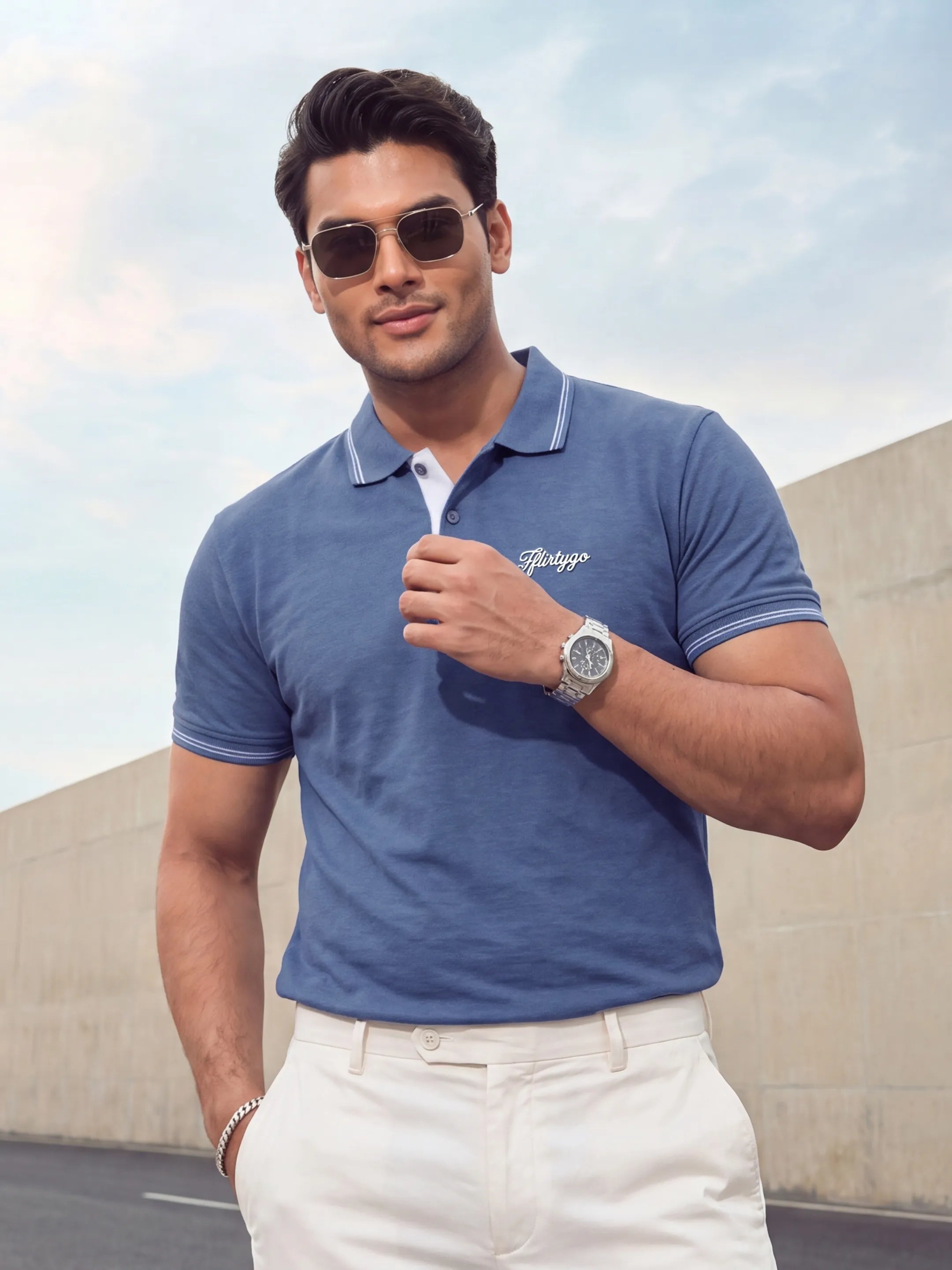 Denim Blue Men's PurEase Elevated Polo