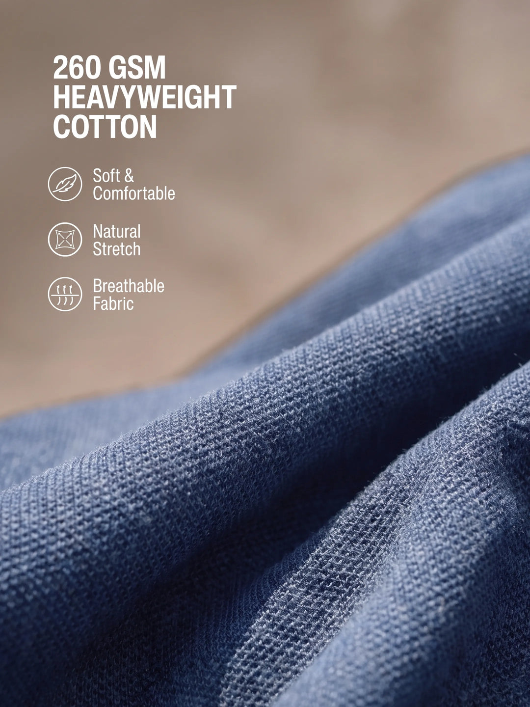 260 GSM pure cotton pique close-up, Denim Blue PurEase Elevated polo