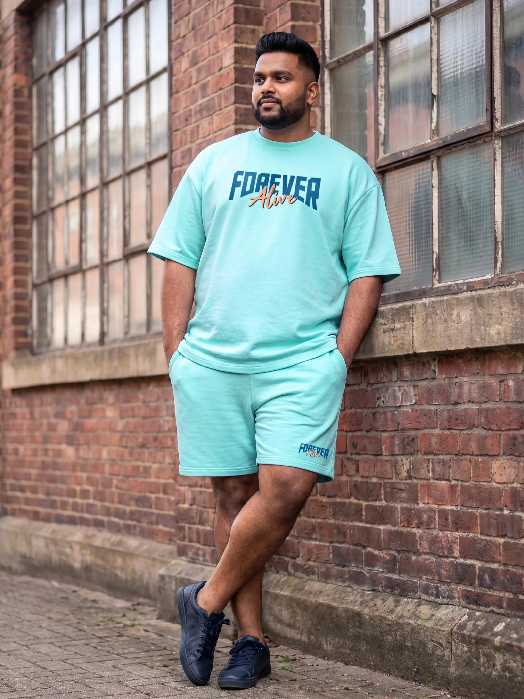 Forever Alive Cotton Men's Oversized Coord Sets