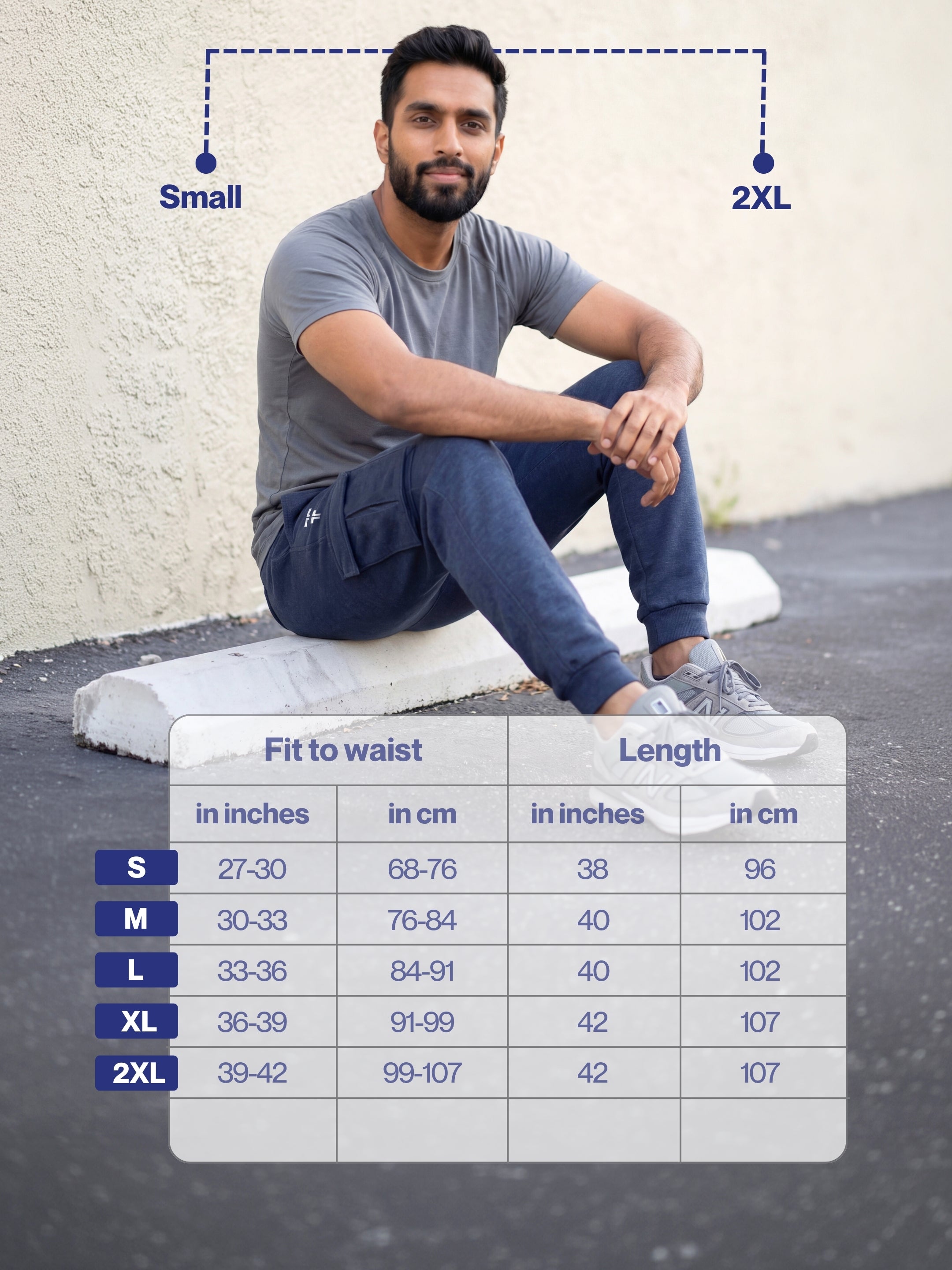 Blue Melange Joggers w/ Box Pockets