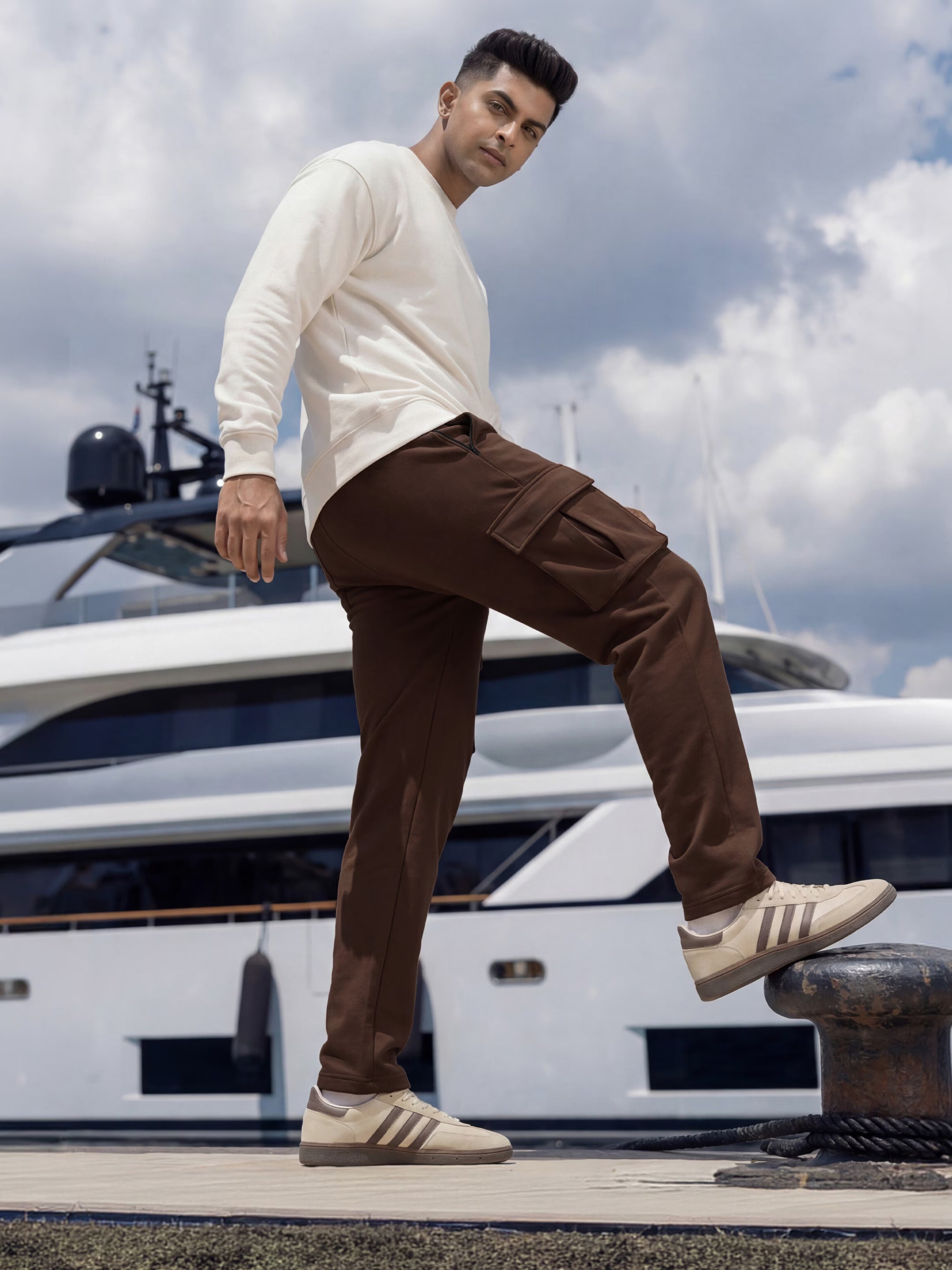 Coffee Brown Cargo Joggers w/ 4 Pockets