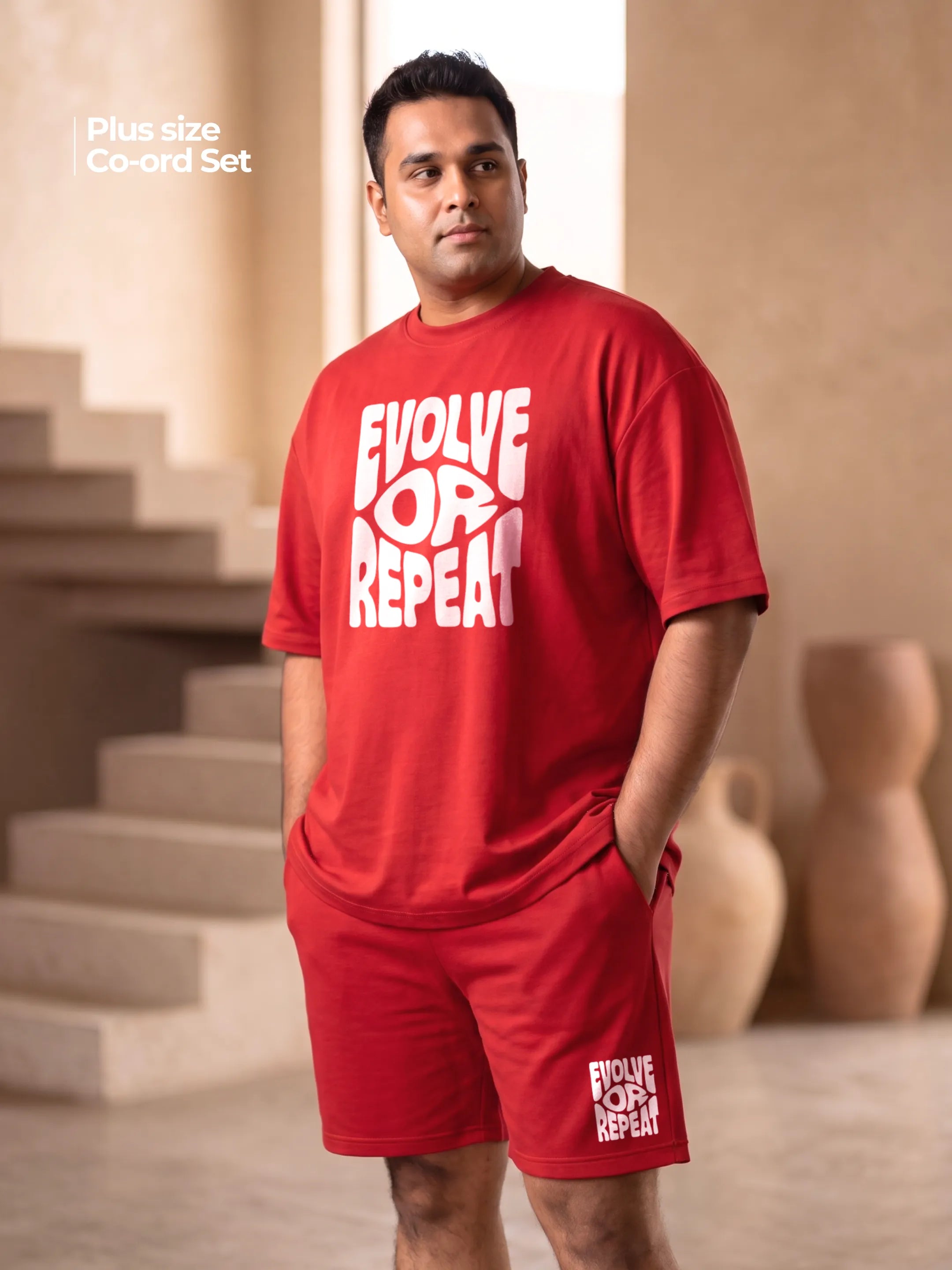 Evolve Or Repeat Cotton Men's Oversized Coord Sets