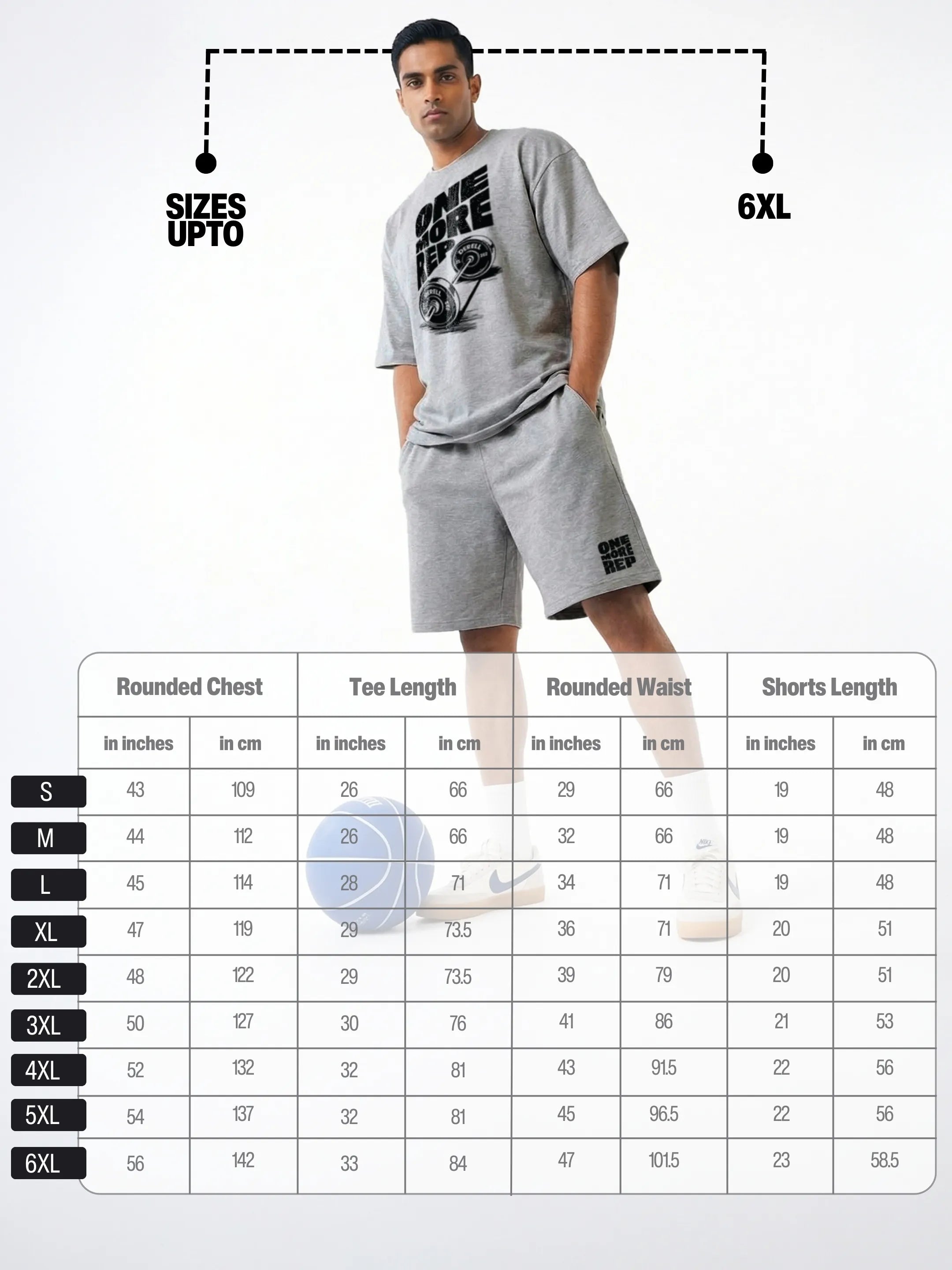One More Rep Cotton Men's Oversized Coord Sets
