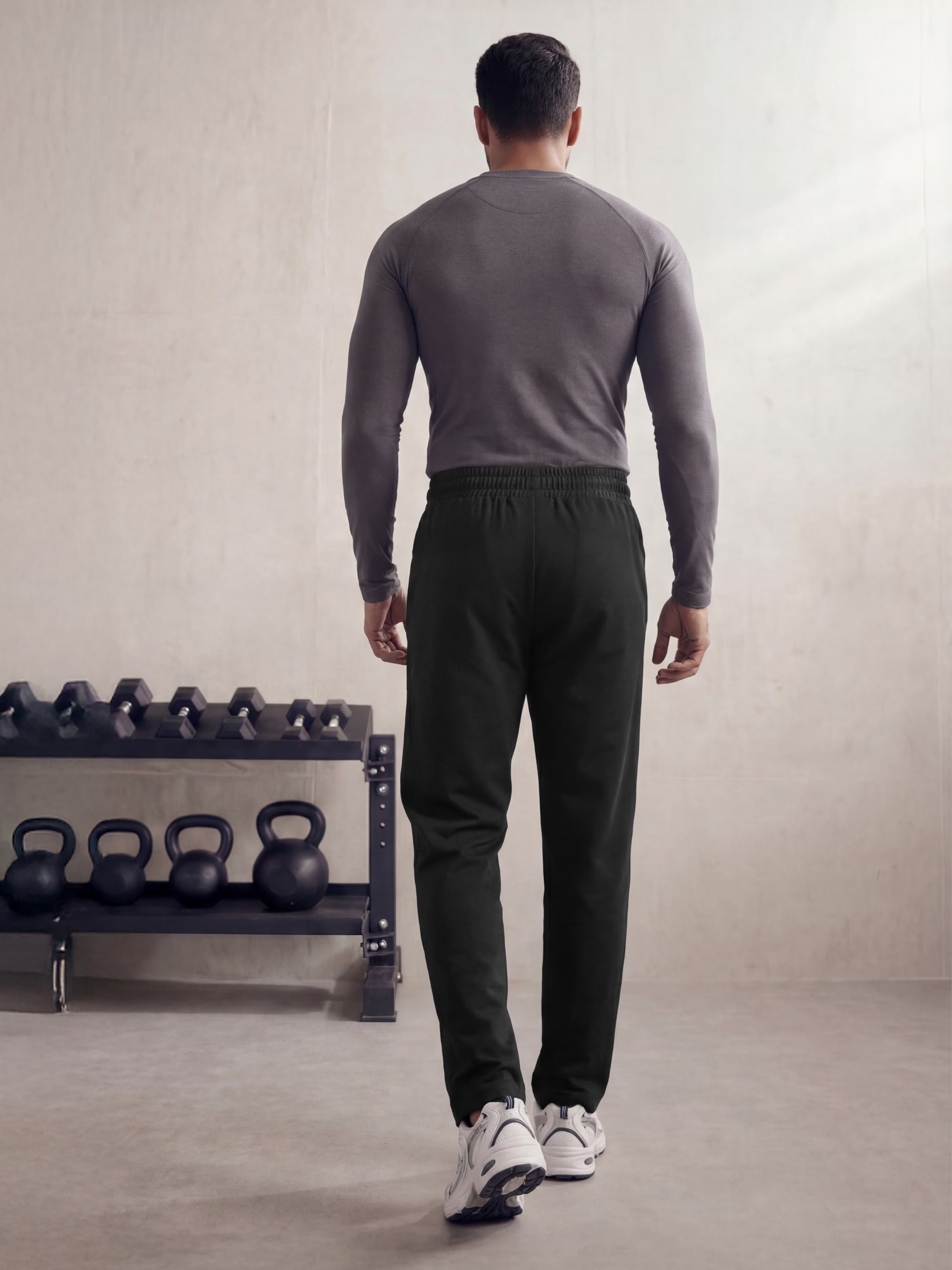 Jet Black Straight-Fit Joggers