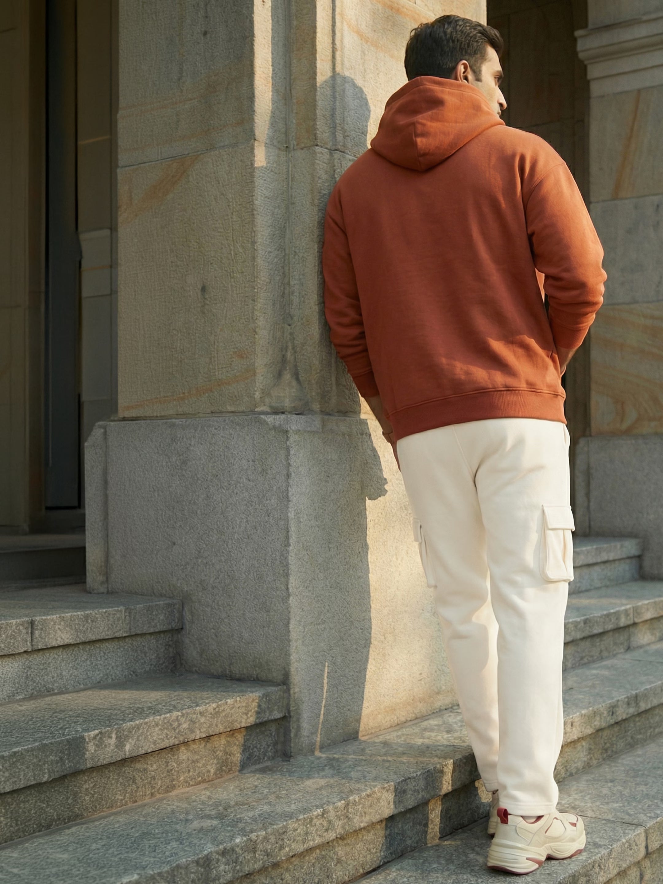Cream Cargo Joggers w/ 4 Pockets