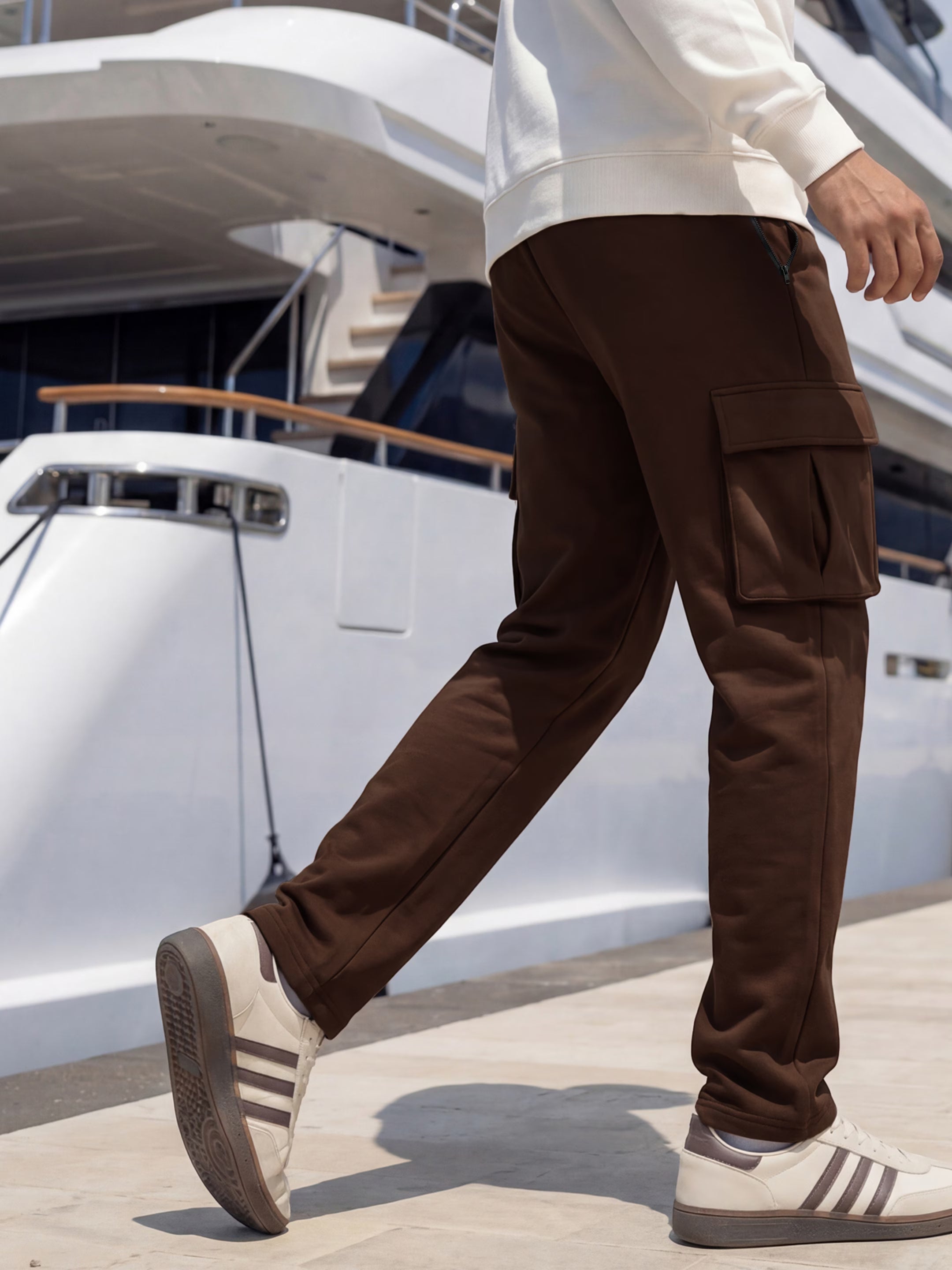 Coffee Brown Cargo Joggers w/ 4 Pockets