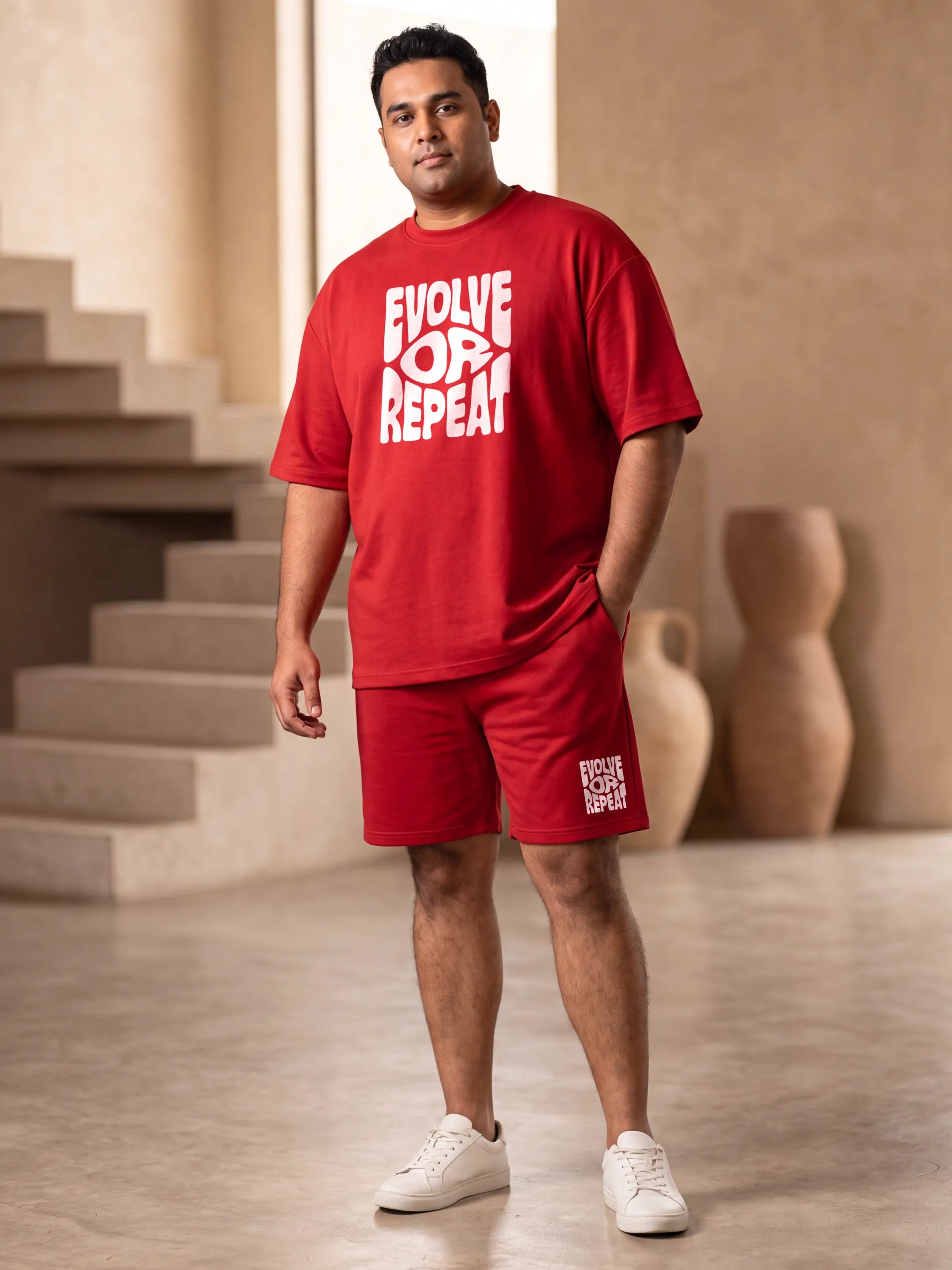Evolve Or Repeat Cotton Men's Oversized Coord Sets