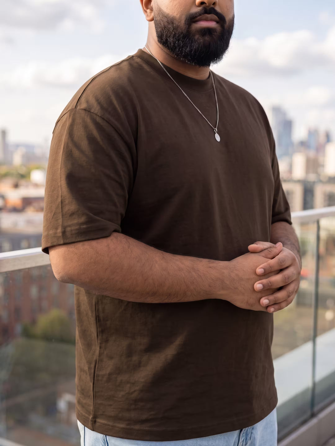 Dark Brown Men's Oversized T-Shirt