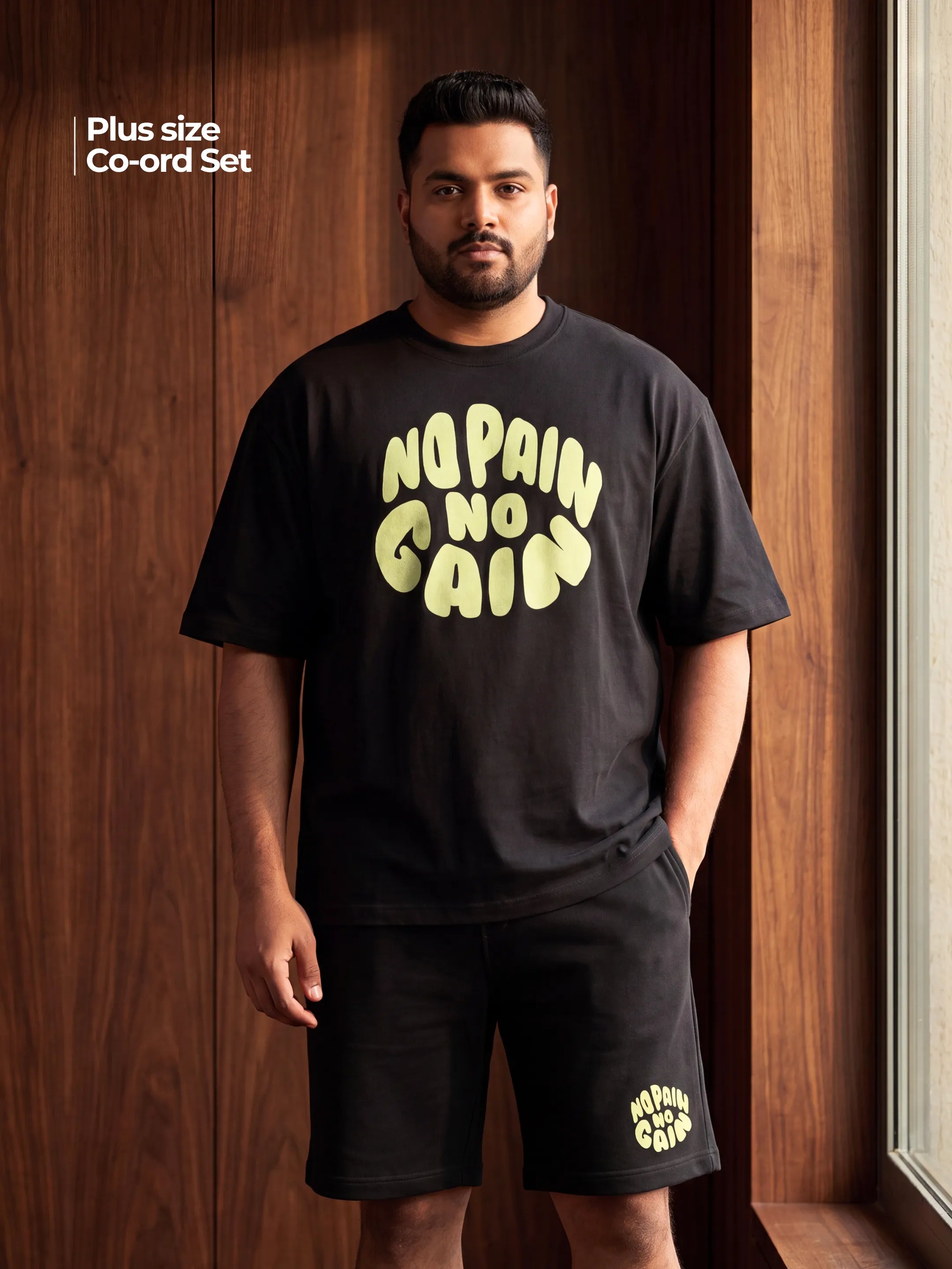 No Pain No Gain Cotton Men's Oversized Coord Sets