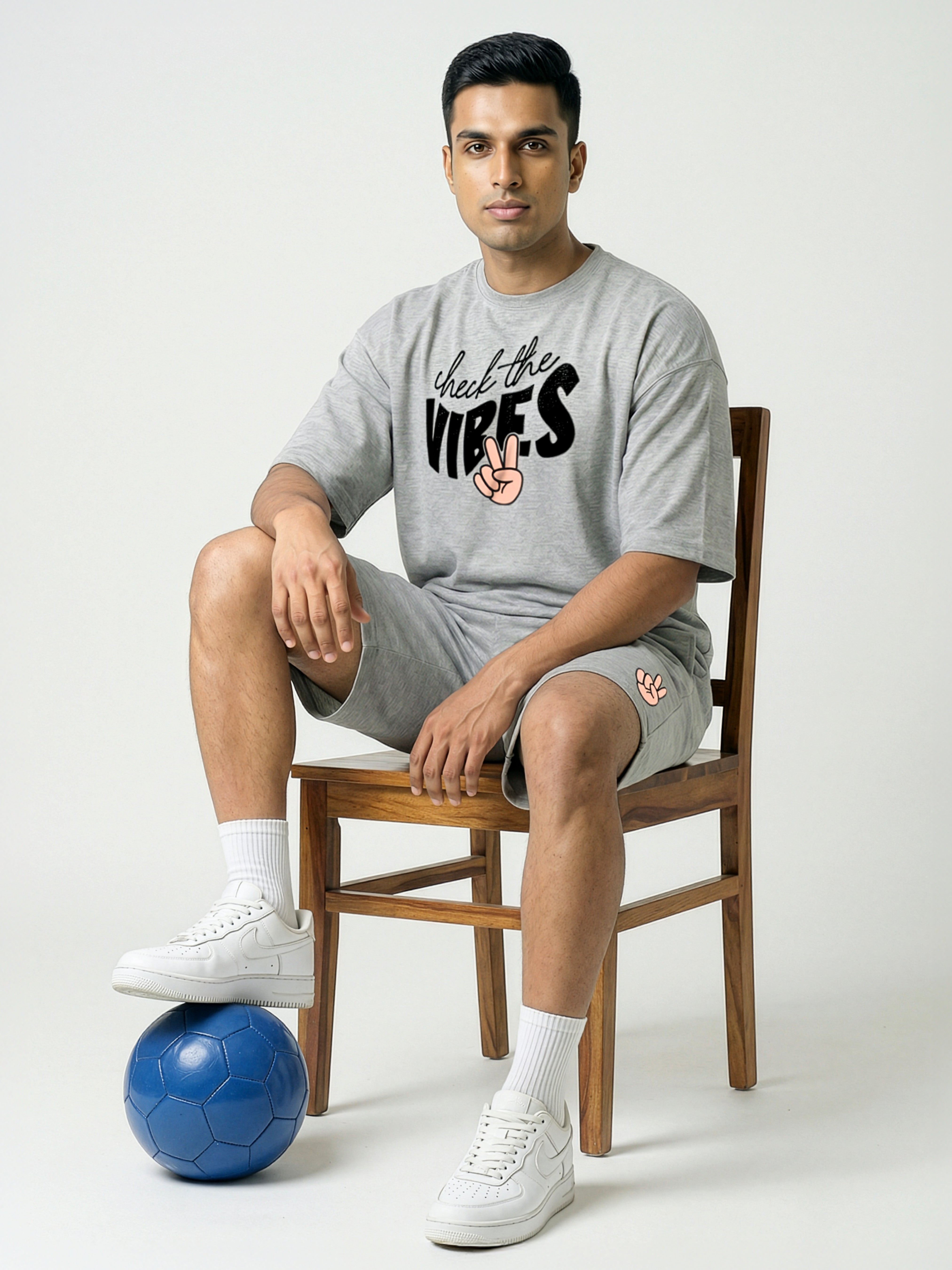 Check The Vibes Cotton Mens T Shirt and Shorts Combo Set