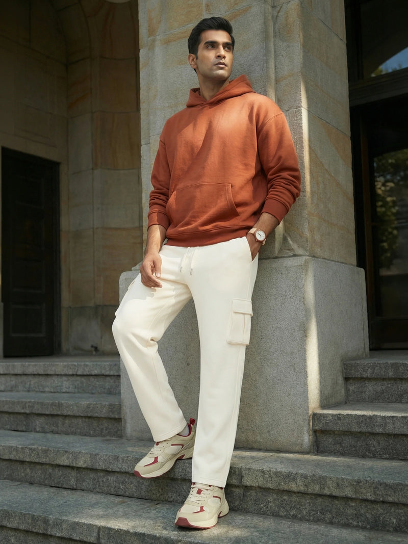 Cream Cargo Joggers w/ 4 Pockets