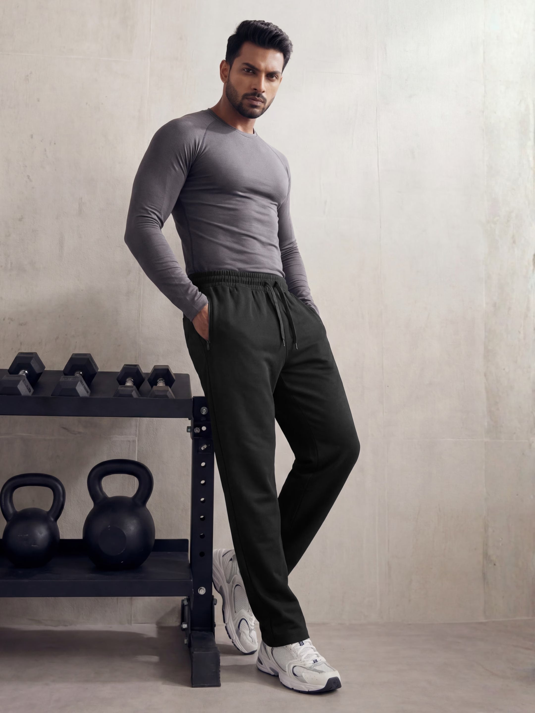 Jet Black Straight-Fit Joggers