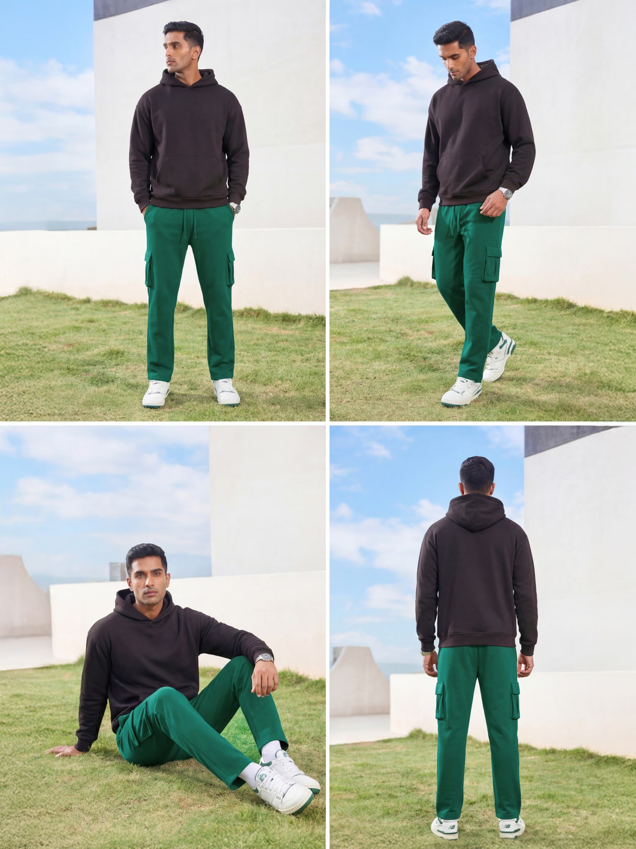 Forest Green Cargo Joggers w/ 4 Pockets