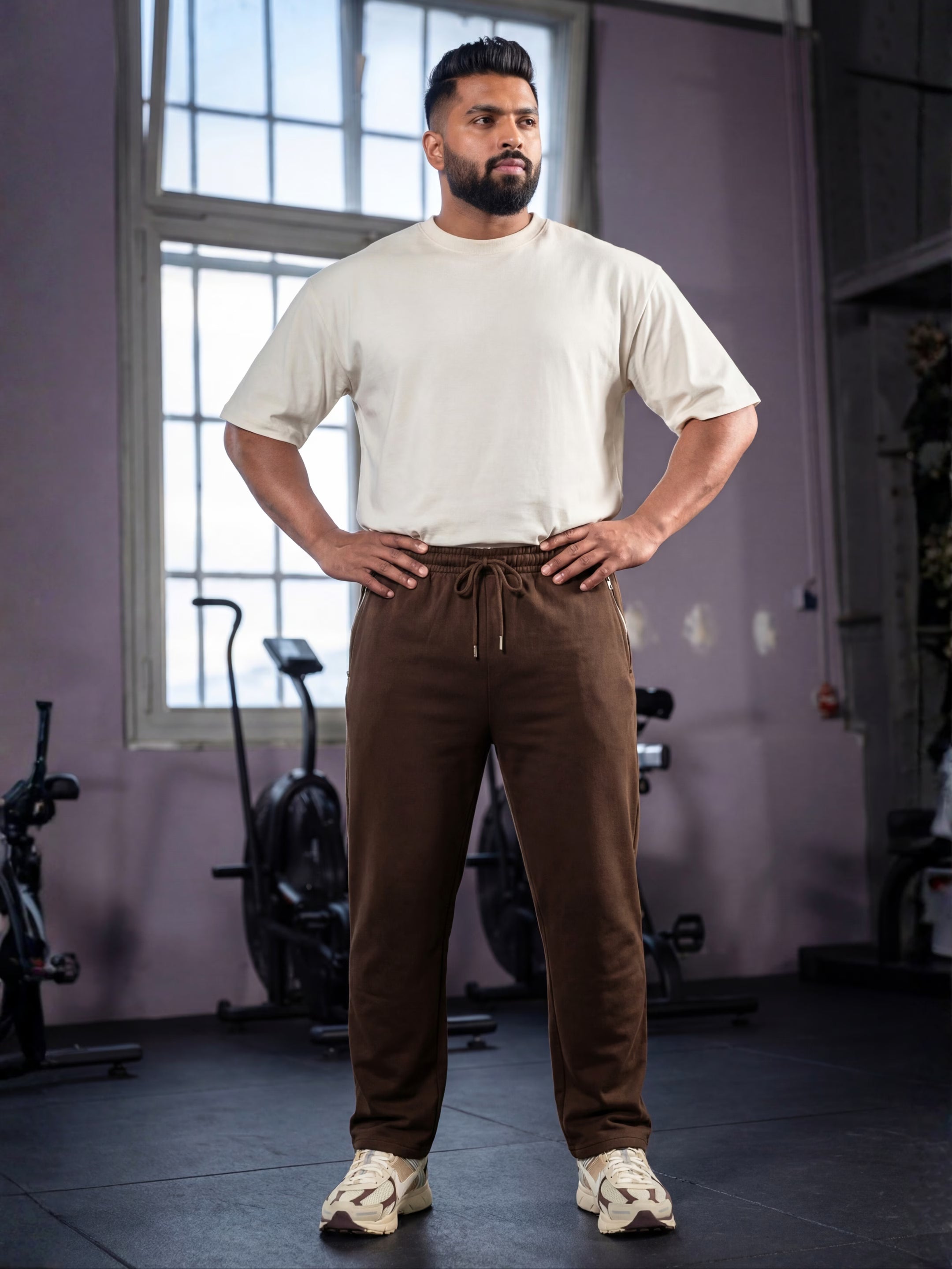 Coffee Brown Straight-Fit Joggers