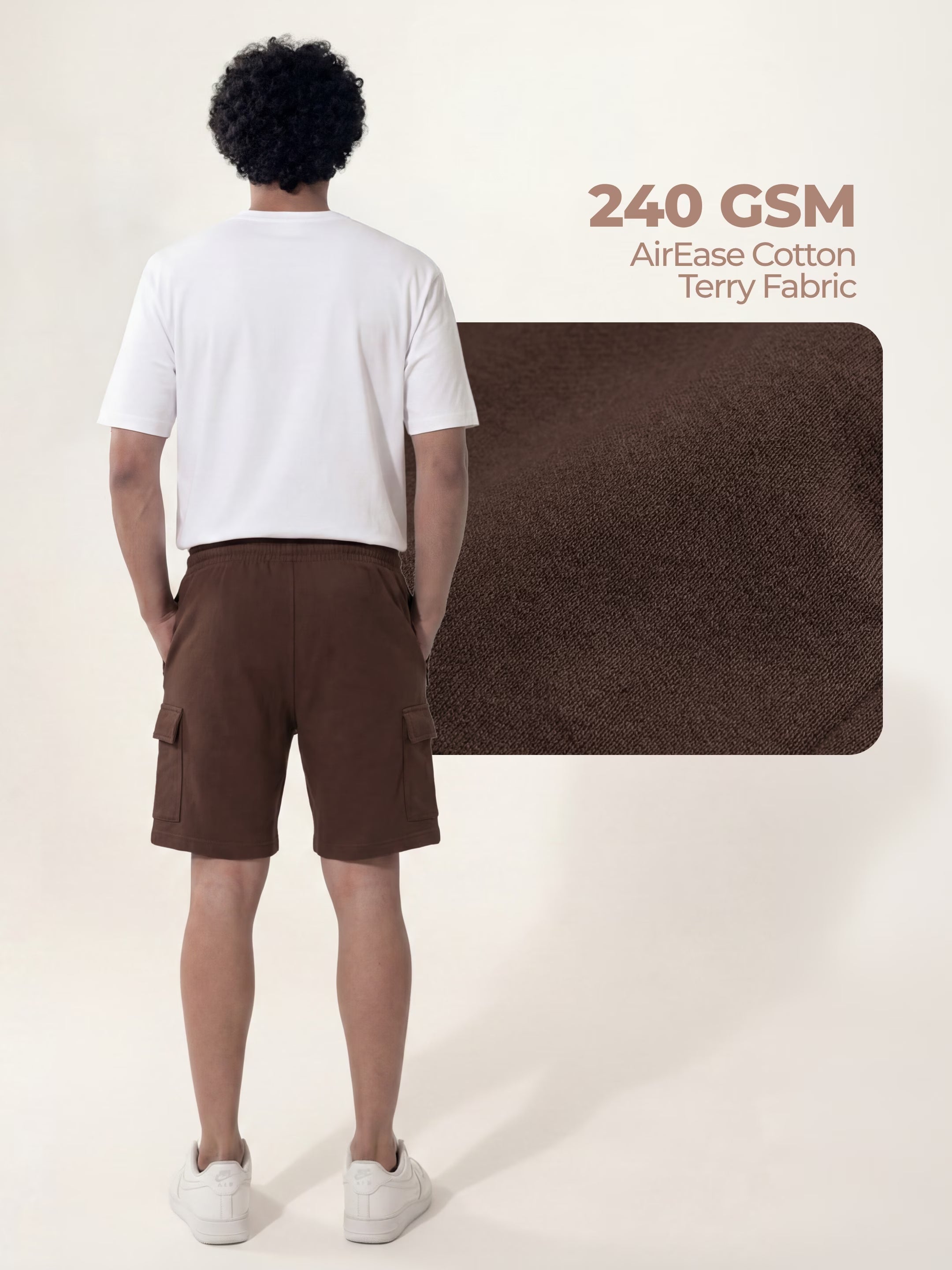 Brown Cargo Cotton Men's Shorts