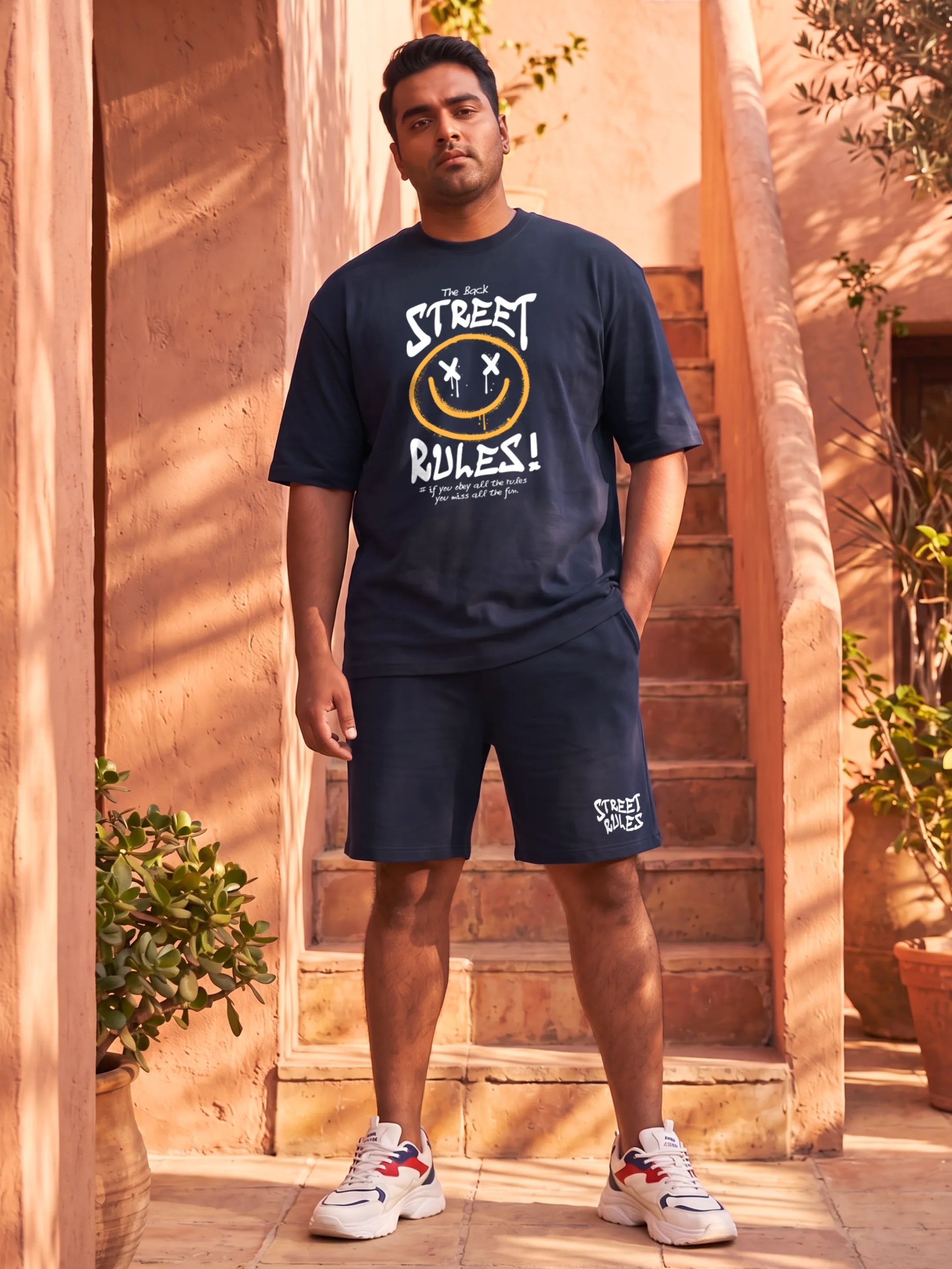Street Rules Cotton Men's Oversized Coord Sets