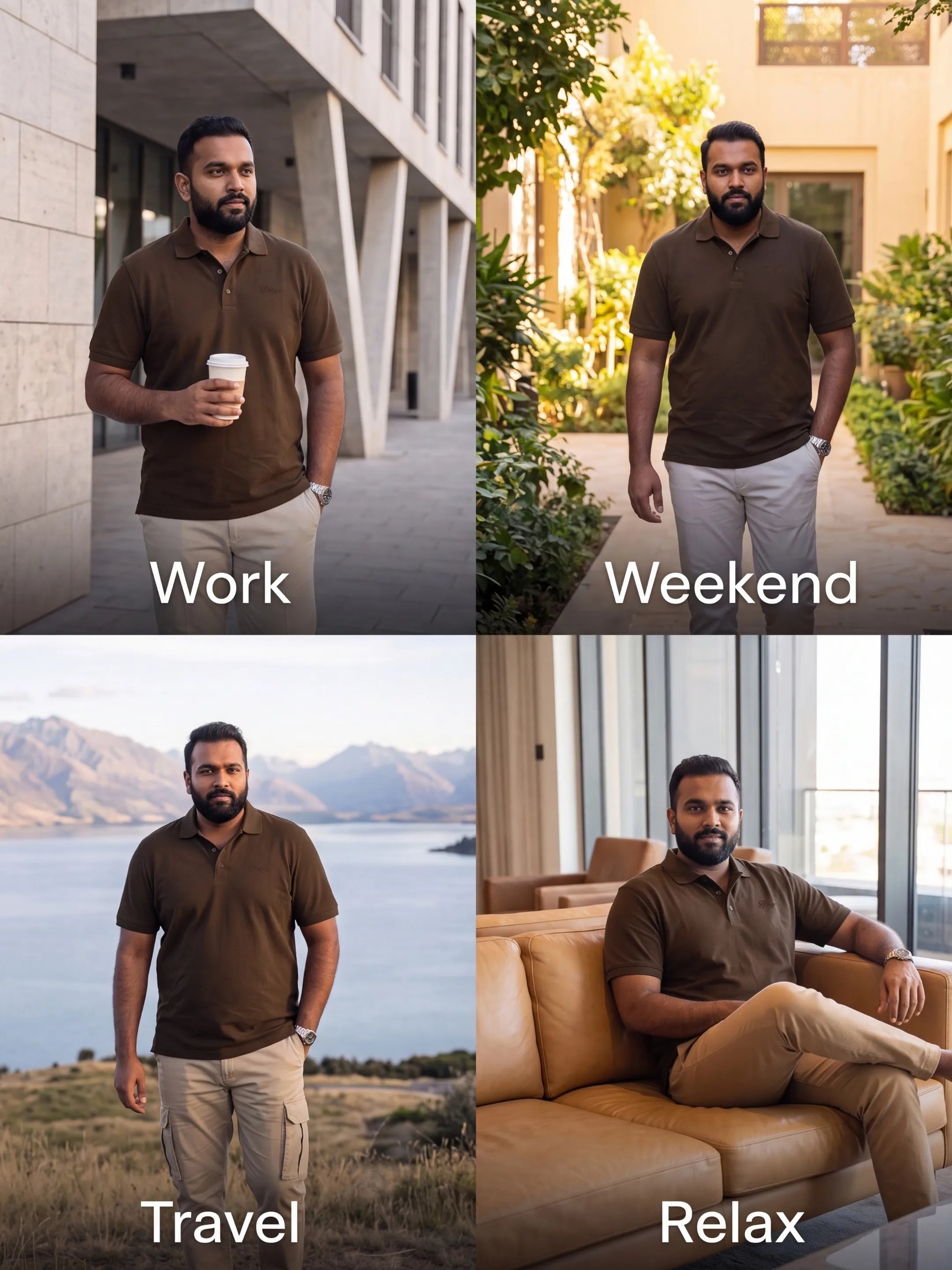 Espresso brown Men's PurEase Core Polo