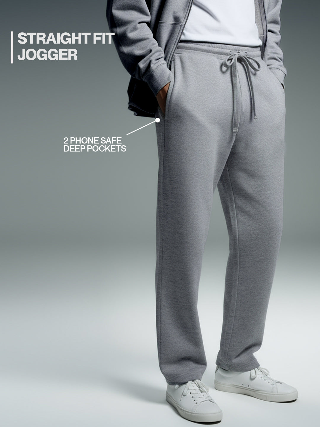 Grey Straight-Fit Joggers