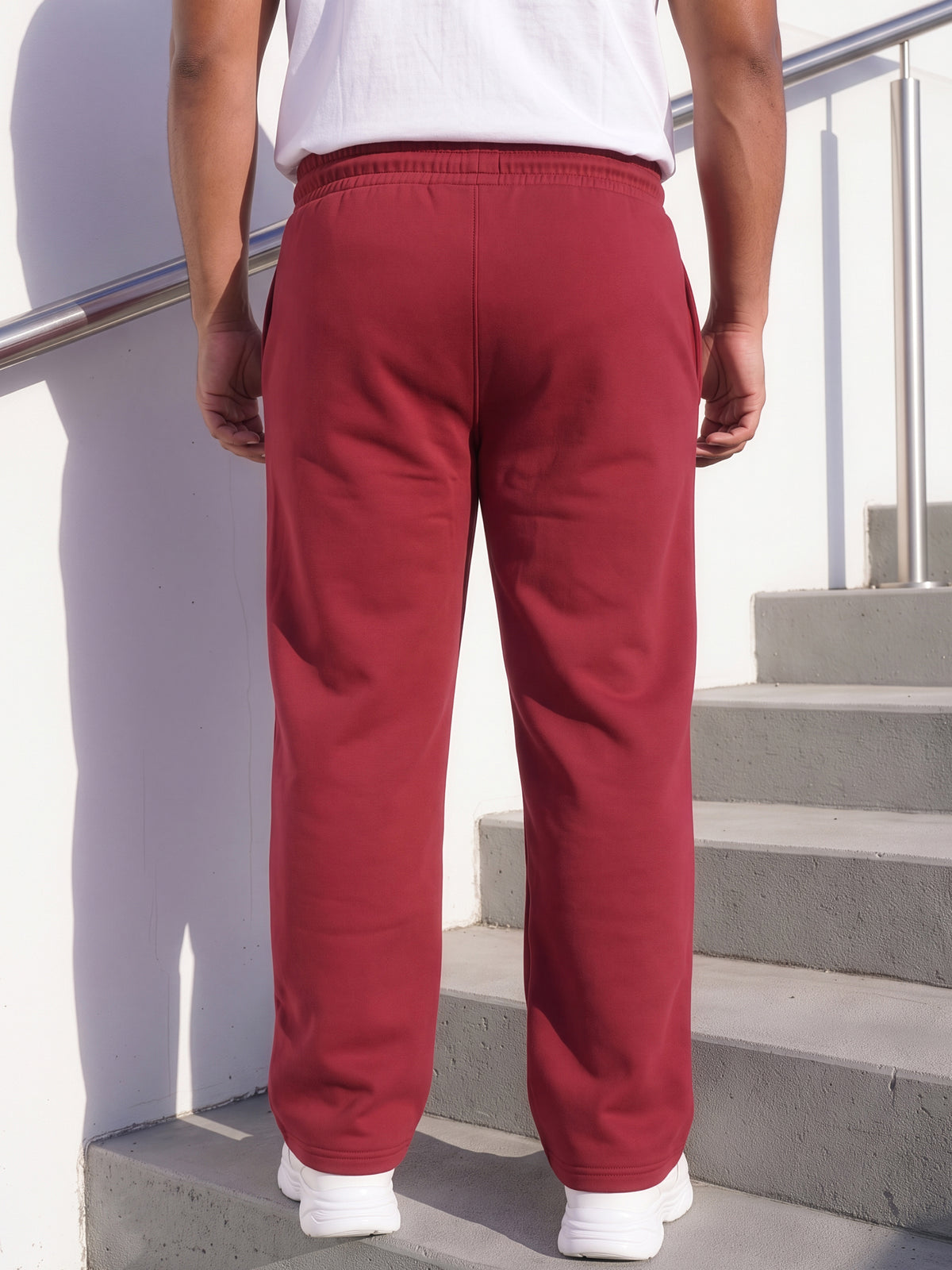 Red Straight Fleece Joggers