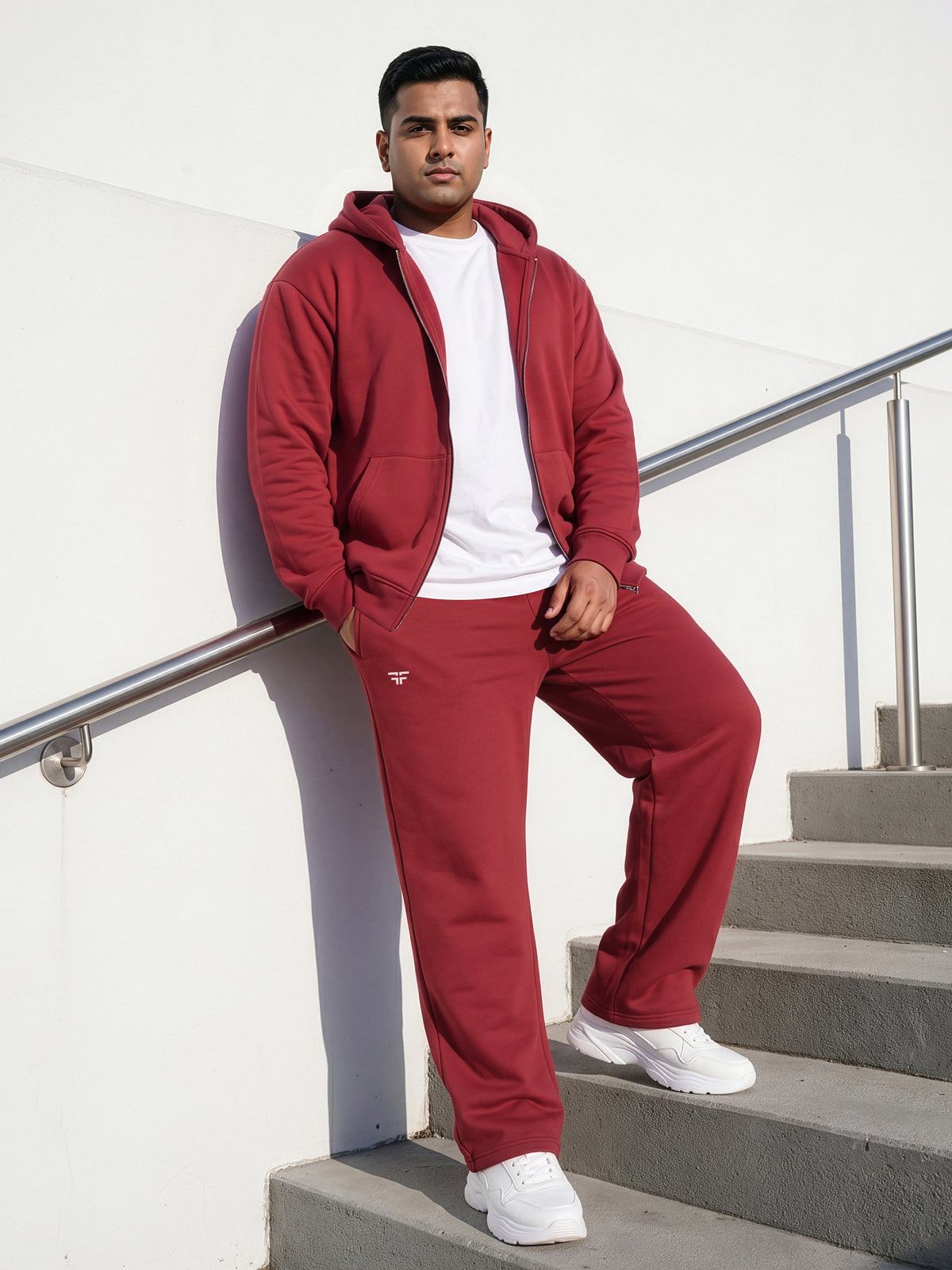 Red Straight Fleece Joggers