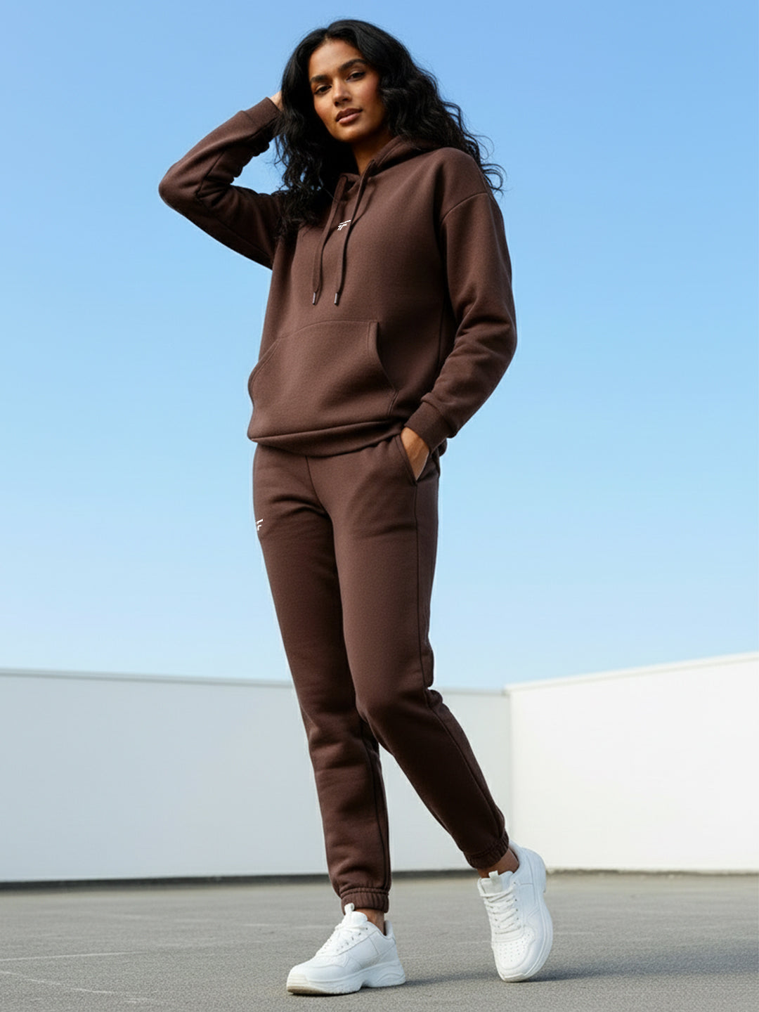 Coffee Brown Thermal Co-ord Set (Hoodie and Jogger Combo)