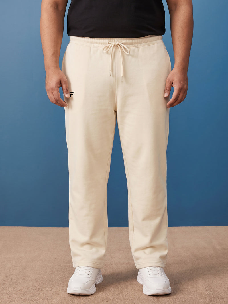 Cream Straight Fleece Joggers