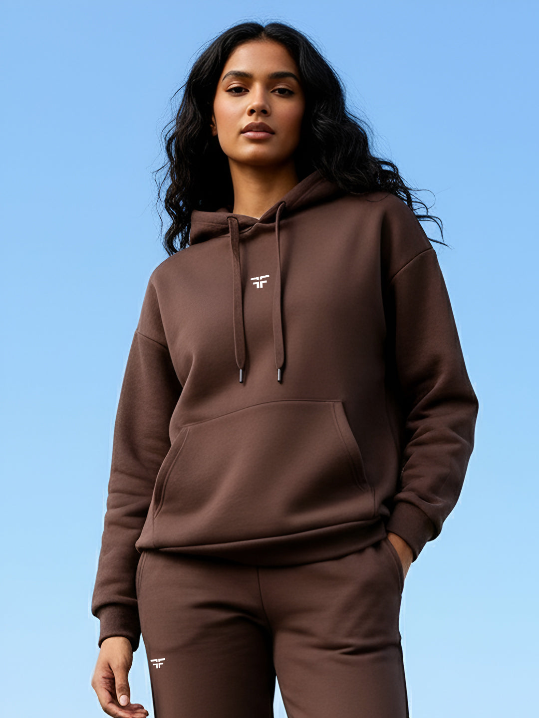 Coffee Brown Thermal Co-ord Set (Hoodie and Jogger Combo)
