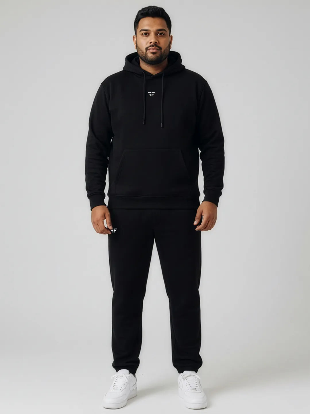 || BLACK STRAIGHT THERMAL CO-ORD SET (HOODIE & STRAIGHT FIT TRACKS COMBO) ||