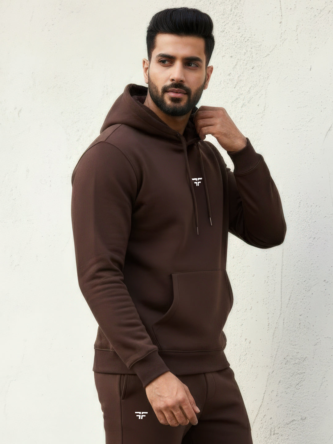 || COFFEE BROWN THERMAL CO-ORD SET (HOODIE AND JOGGER COMBO) ||