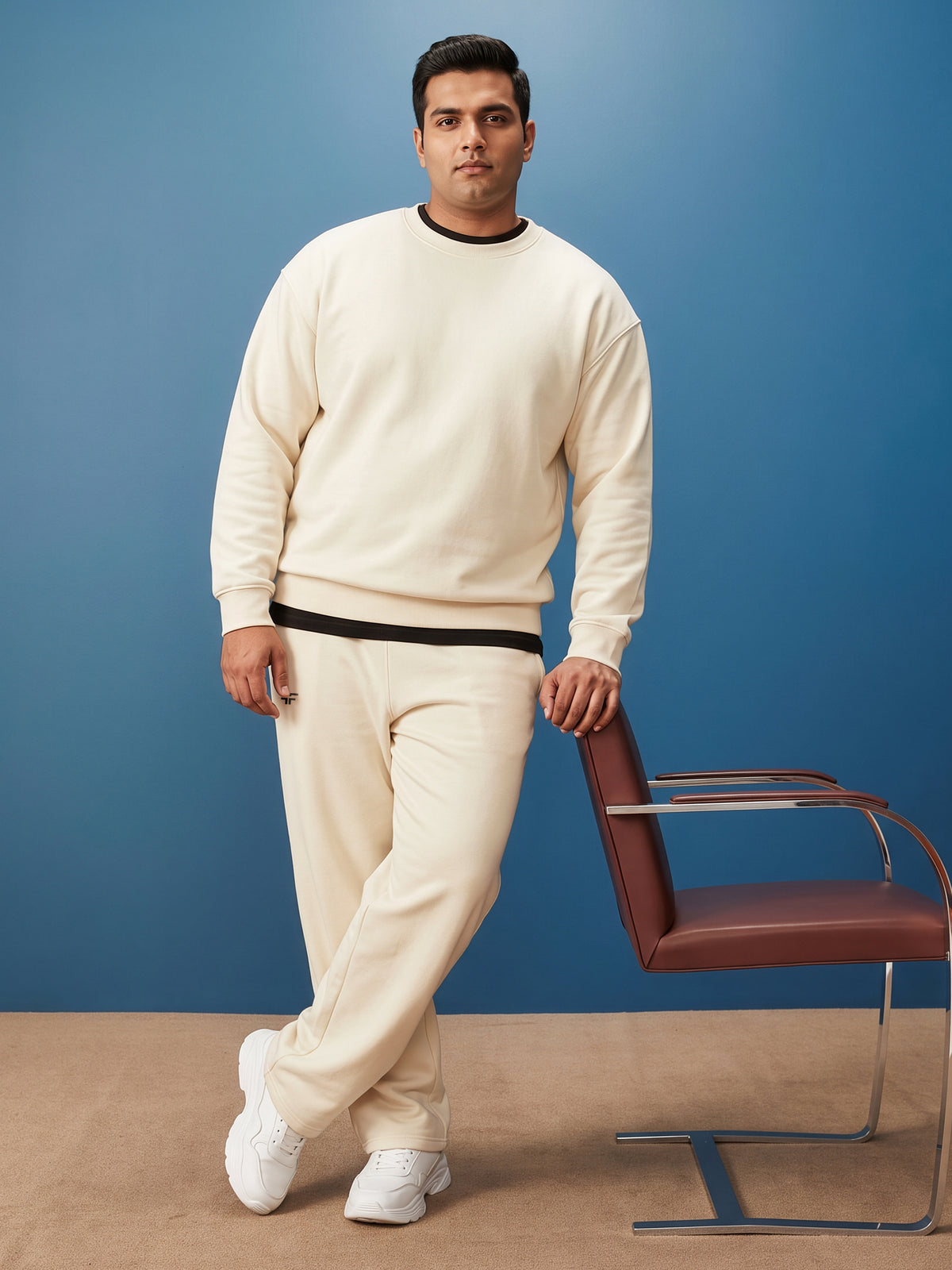 Cream Straight Fleece Joggers