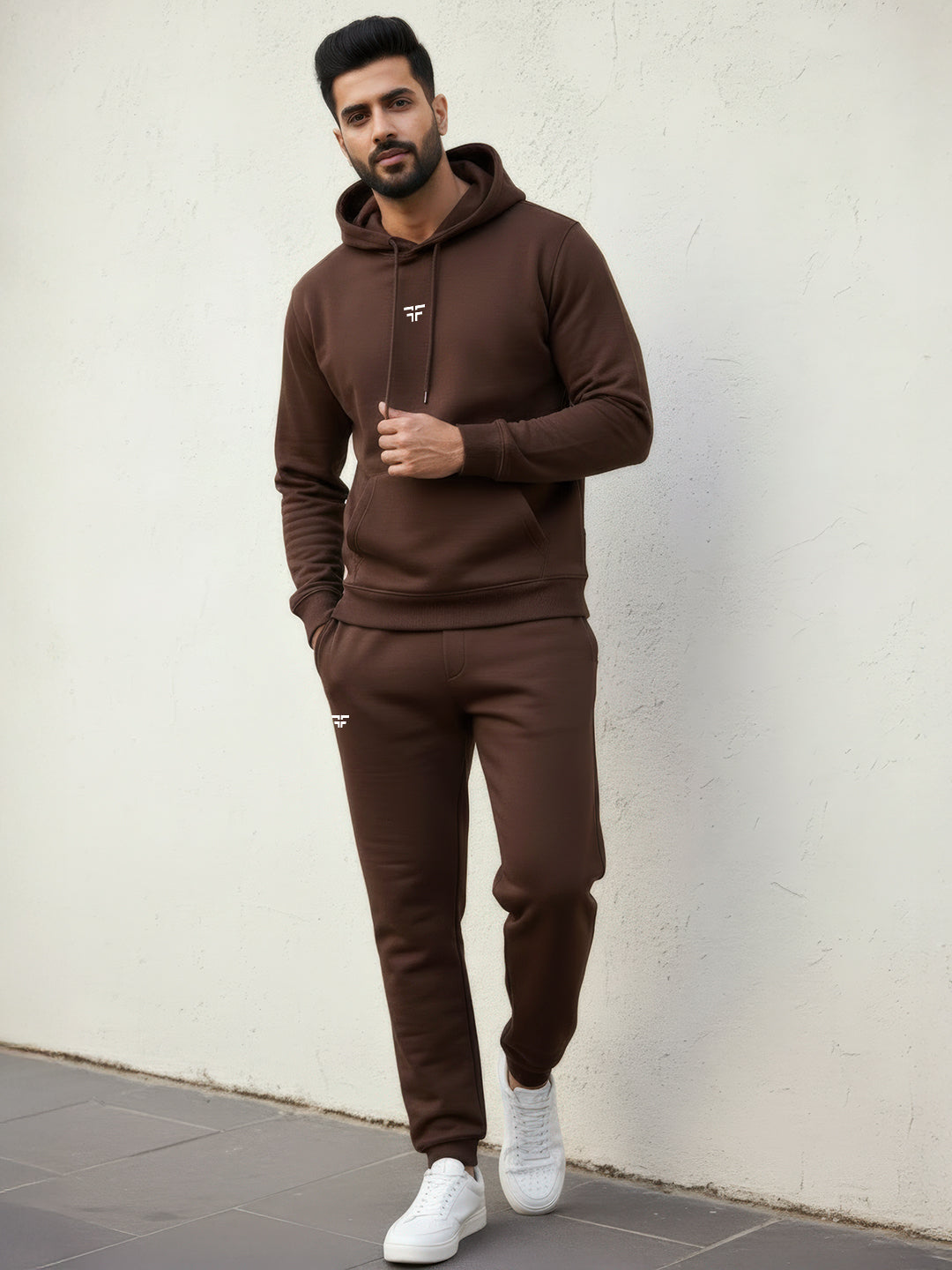 || COFFEE BROWN THERMAL CO-ORD SET (HOODIE AND JOGGER COMBO) ||