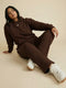 Coffee Brown Straight Thermal Co-ord Set (Hoodie & Straight Fit Tracks Combo)