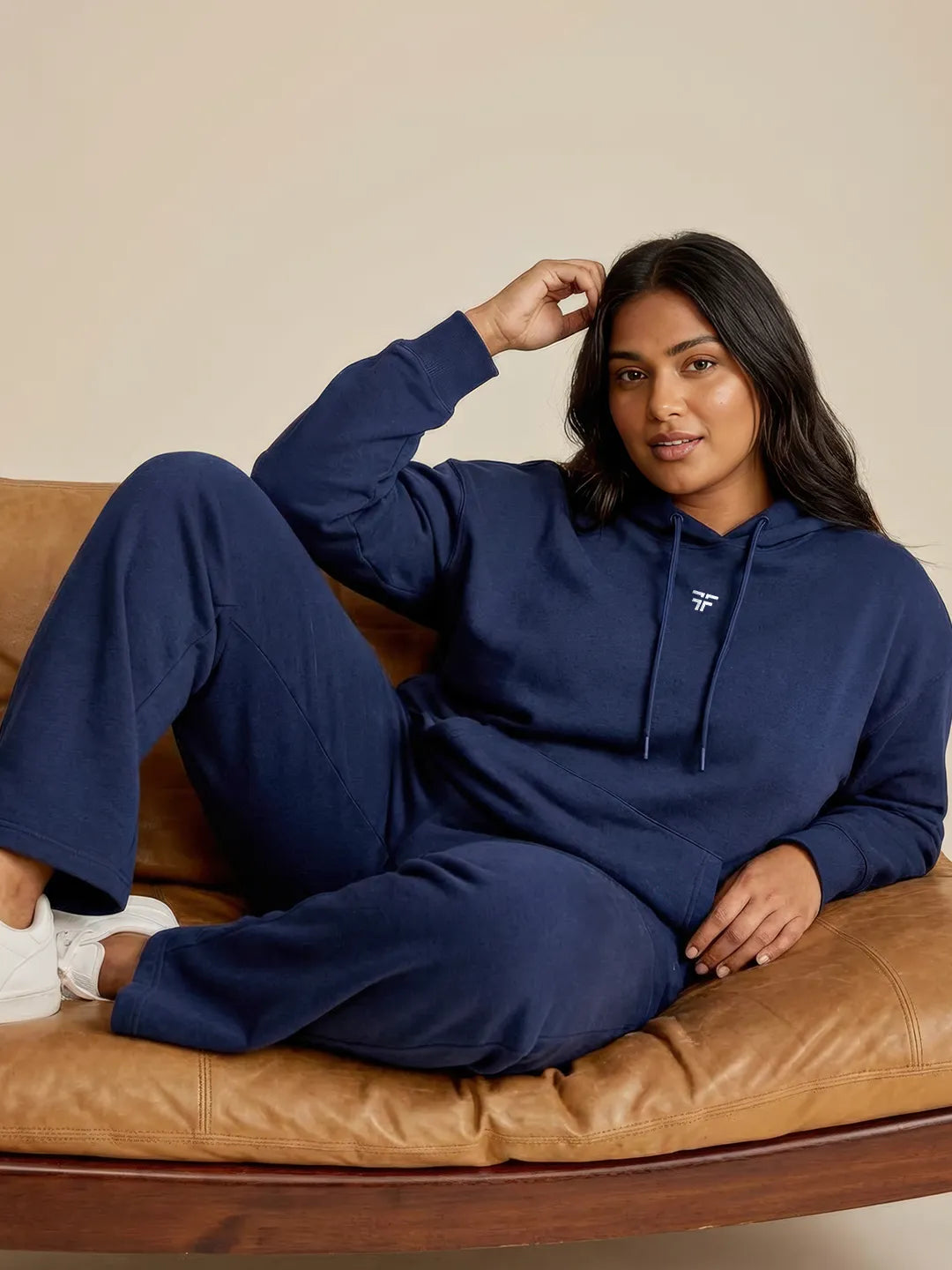 Navy Blue Straight Thermal Co-ord Set (Hoodie & Straight Fit Tracks Combo)