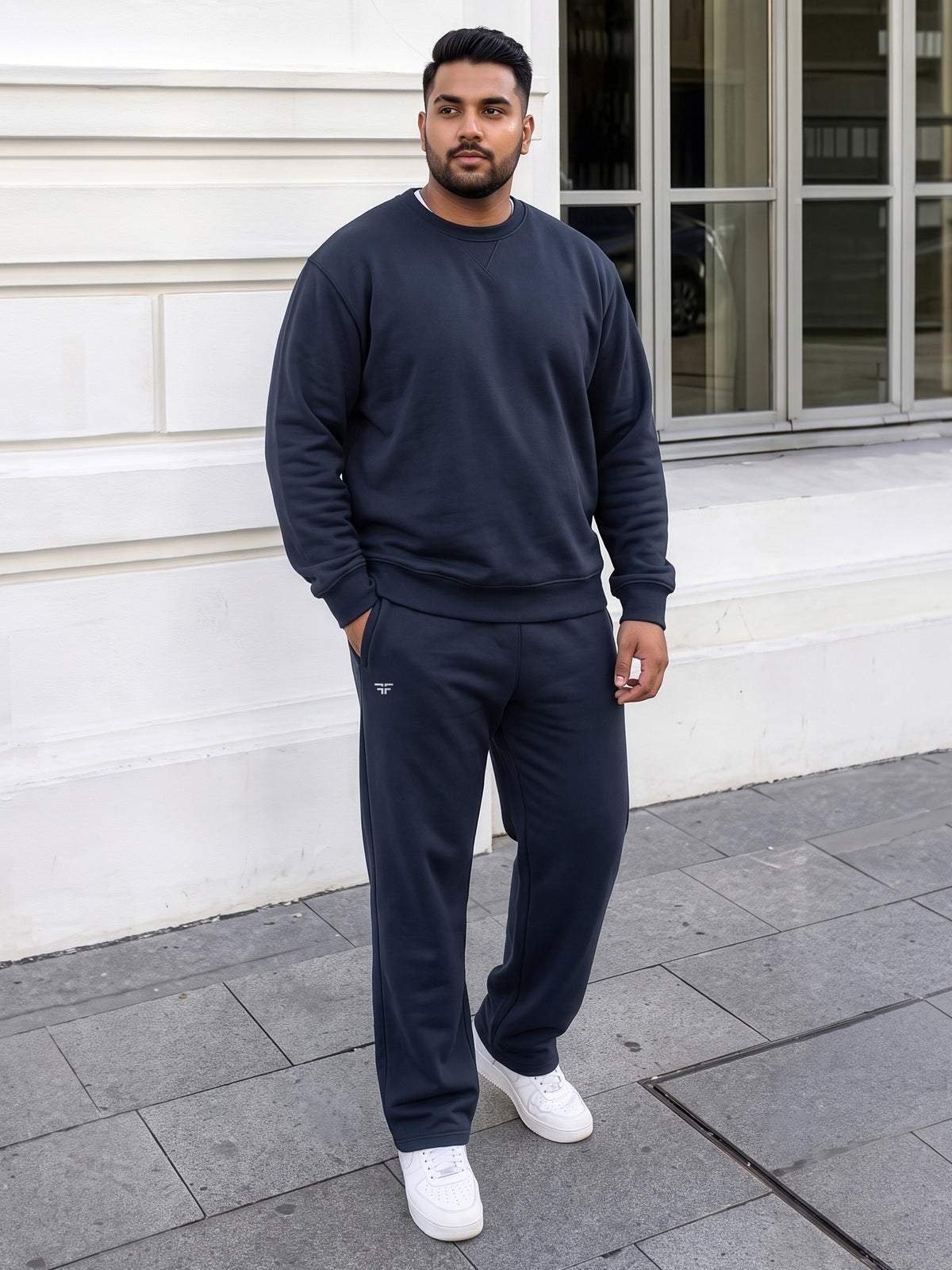 Navy Straight Fleece Joggers