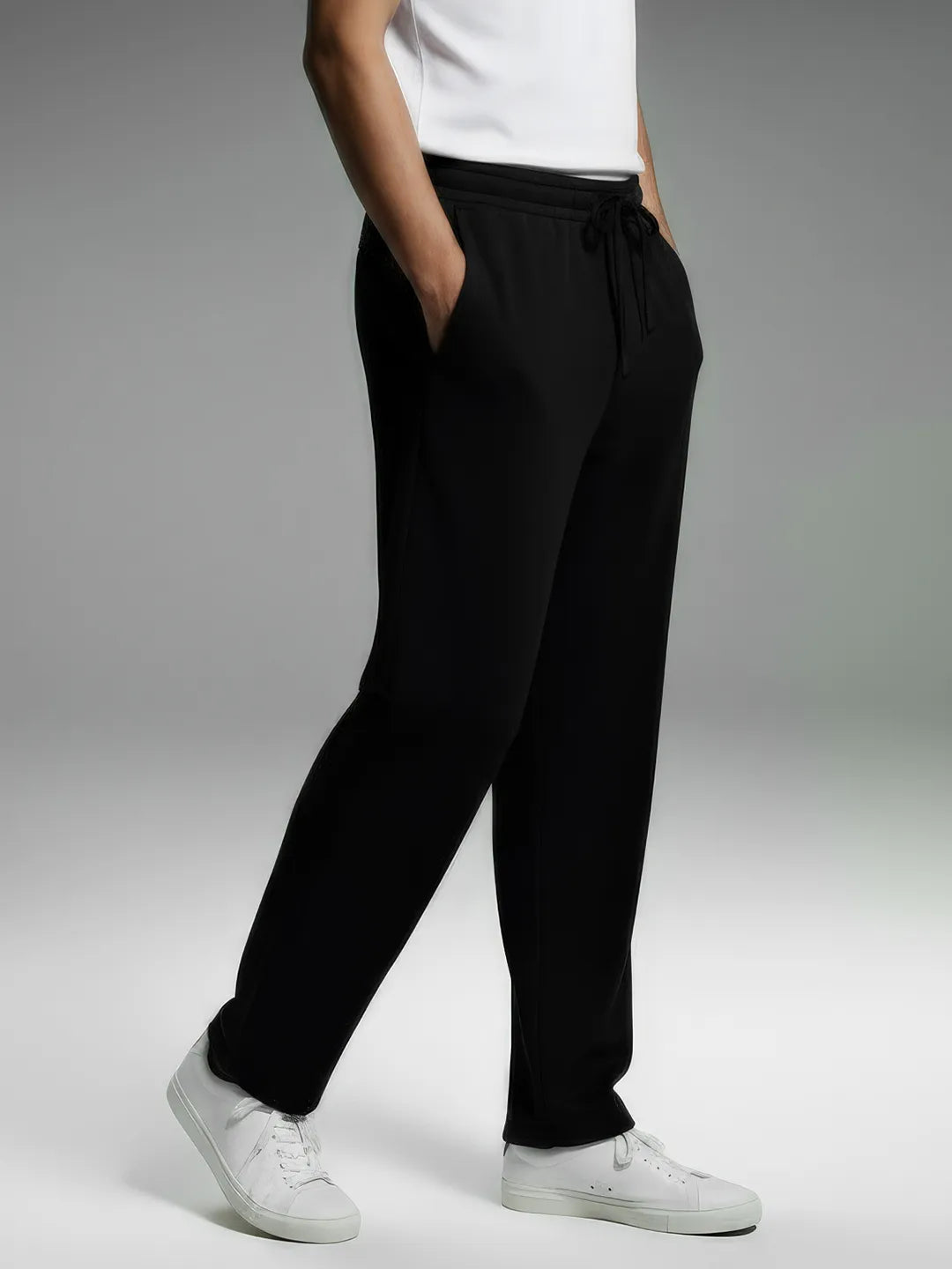 Jet Black Straight-Fit Joggers